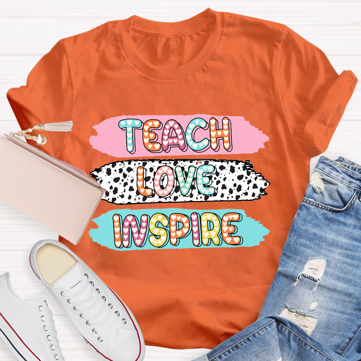 Teach Love Inspire Dot Light Teacher T-Shirt