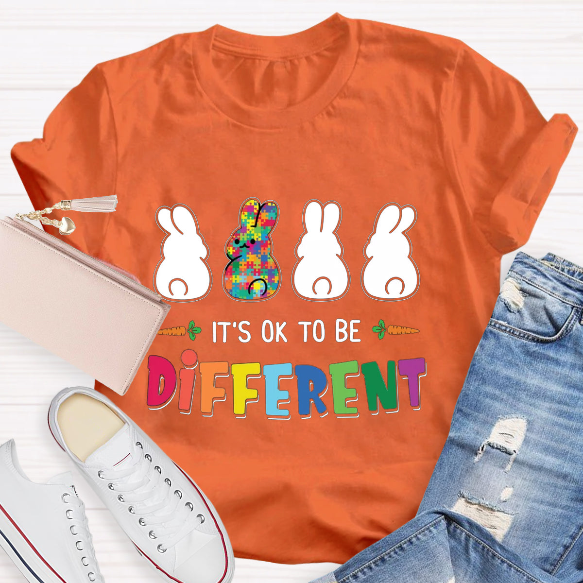 It's Ok To Be Different Bunny Rabbit Autism Awareness T-Shirt