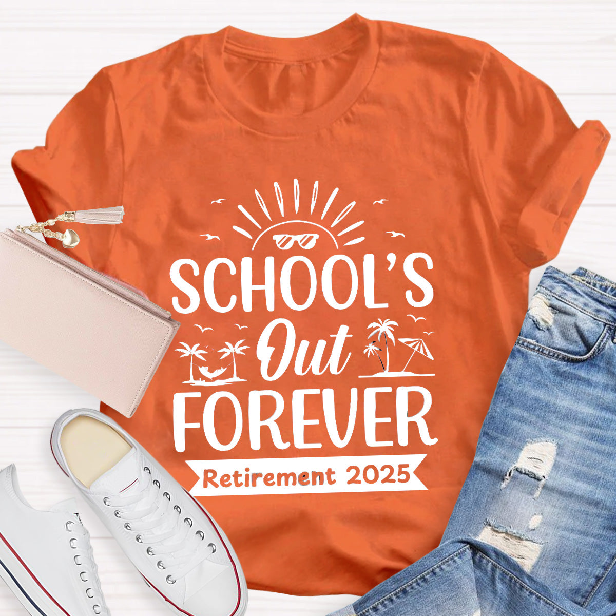 Personalize Retirement Time School's Out Forever Teacher T-Shirt