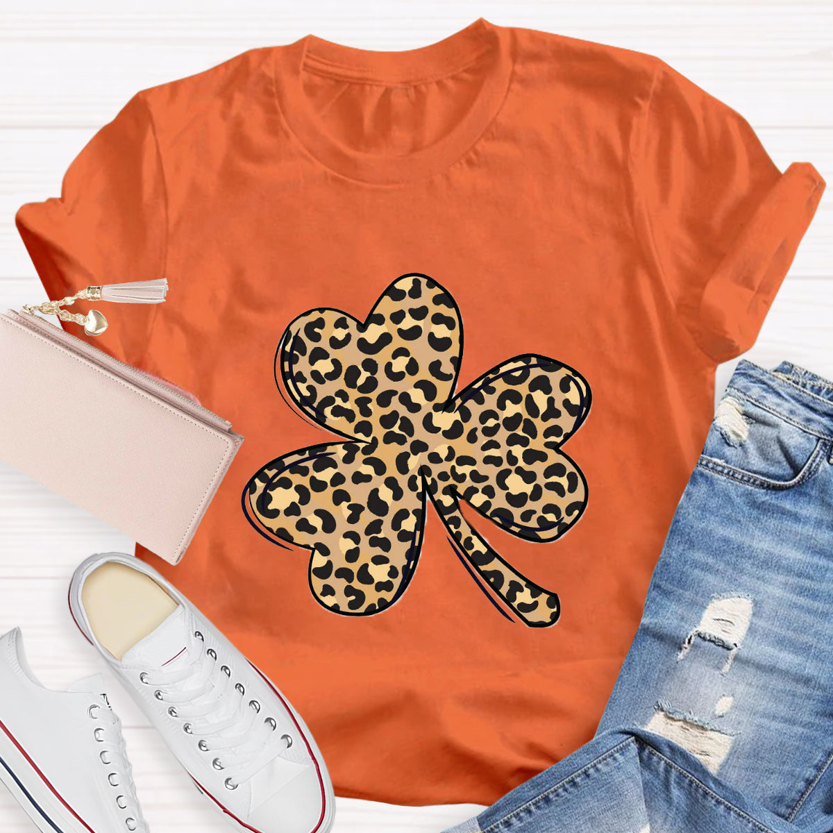 St. Patrick's Day Leopard Print Shamrock T-Shirt