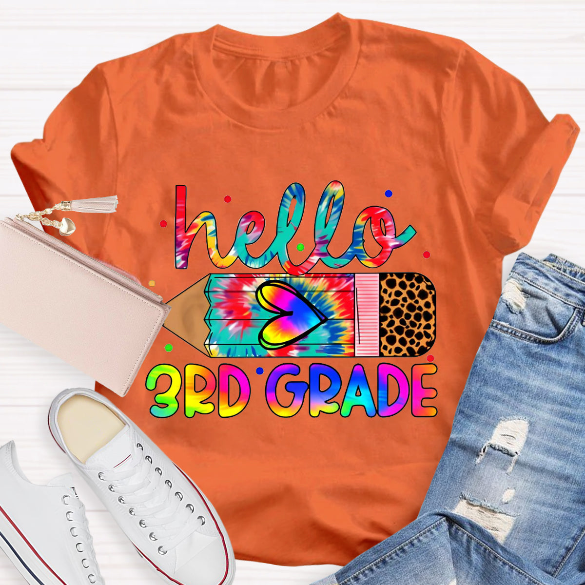 Personalized Grade Hello 3rd Grade Teacher T-Shirt