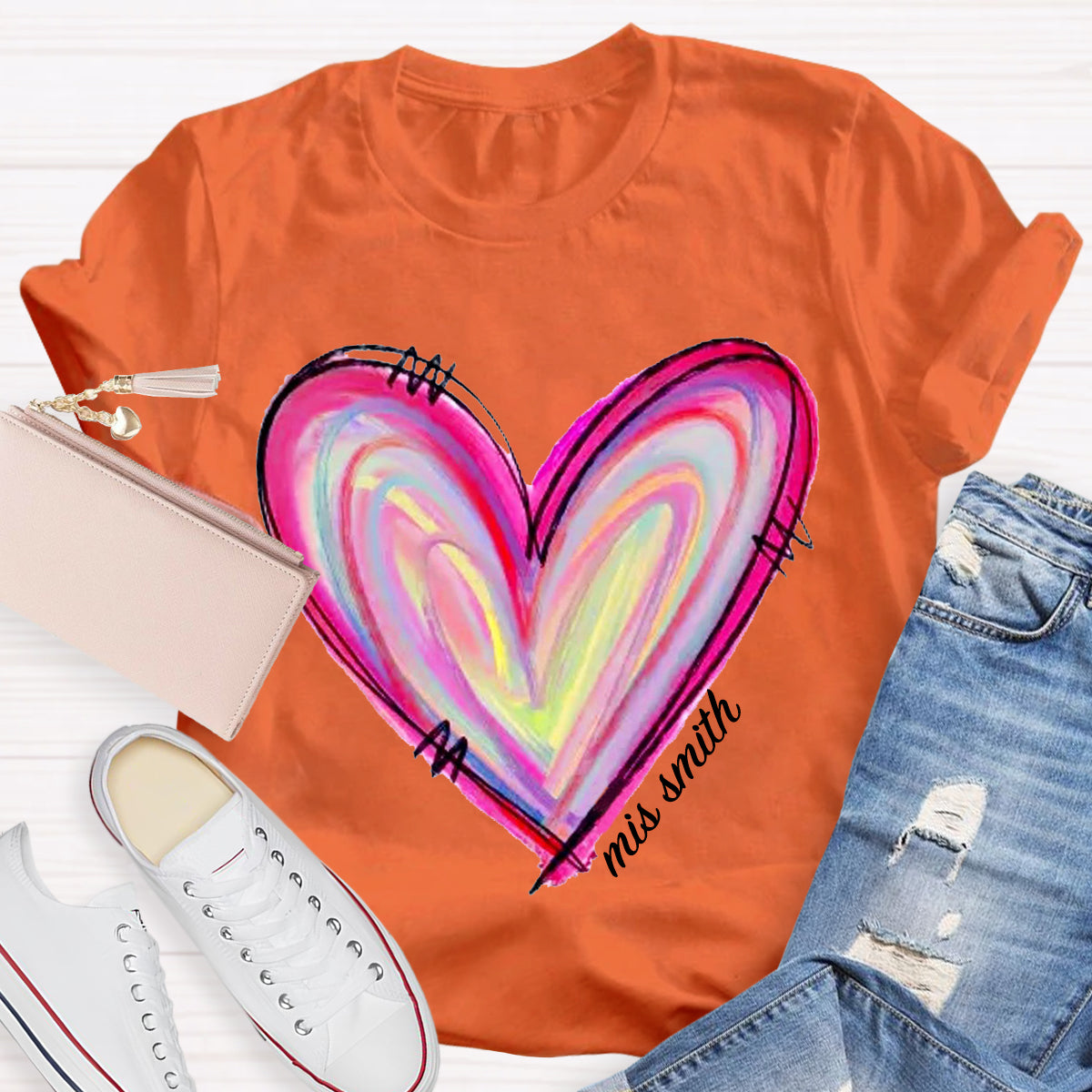 Art Painted Heart Teacher T-Shirt