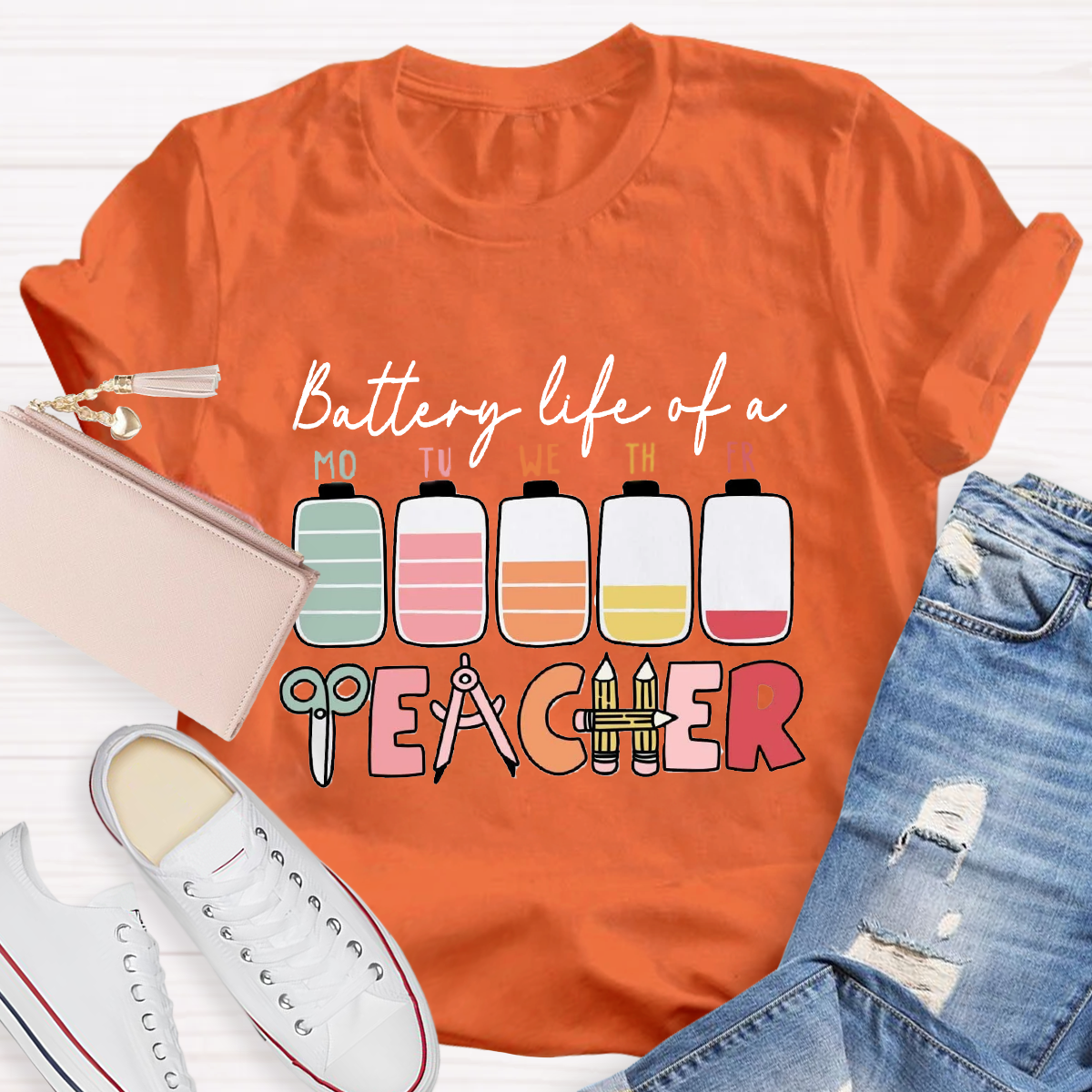 Battery Life Of A Teacher T-Shirt