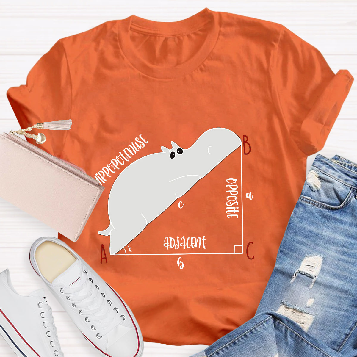 Diagram Hippopotenuse Adjacent Opposite Math Teacher T-Shirt