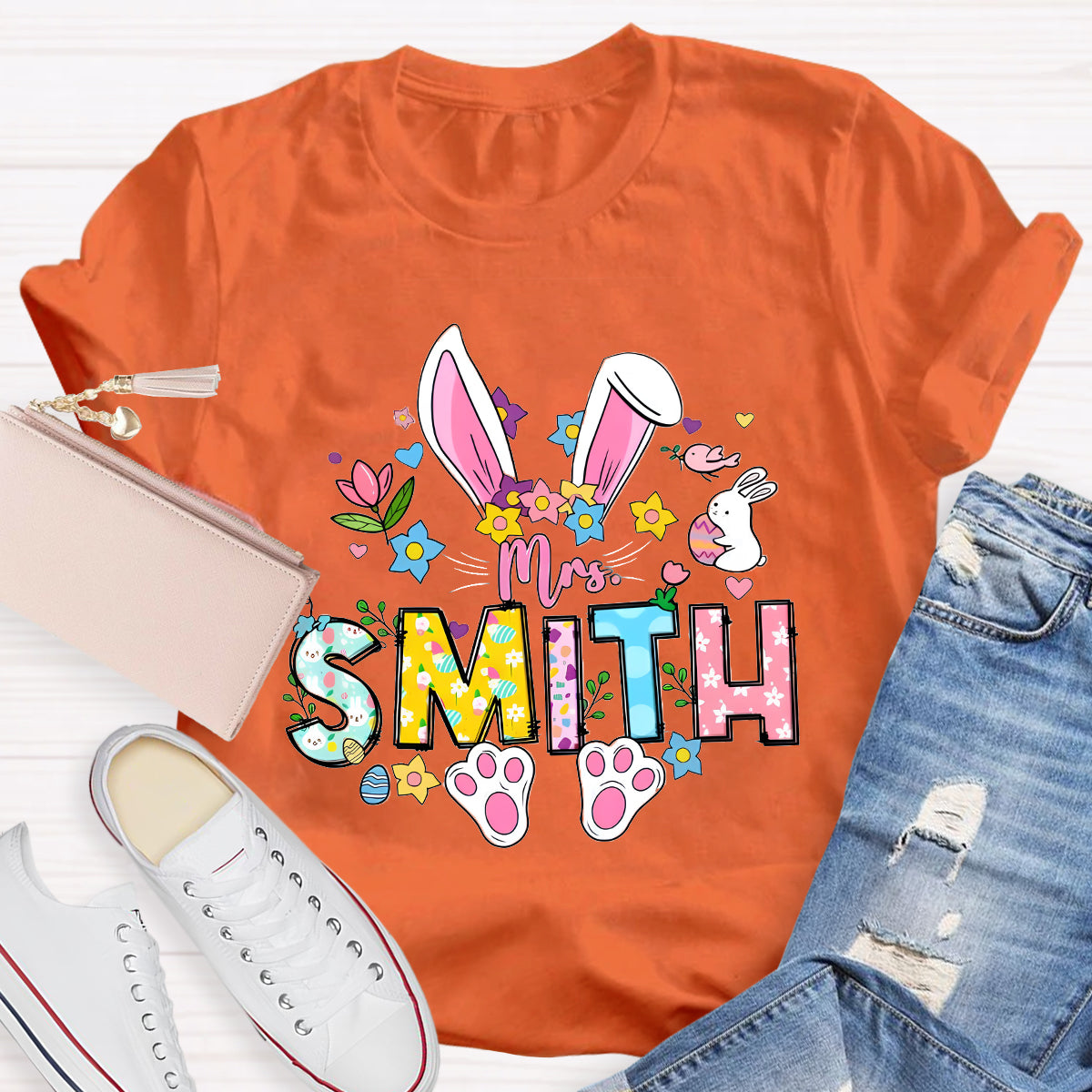 Personalized Easter Bunny Teacher T-Shirt