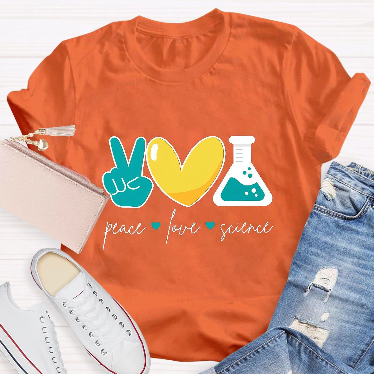 Peace Love Science Teacher T-Shirt