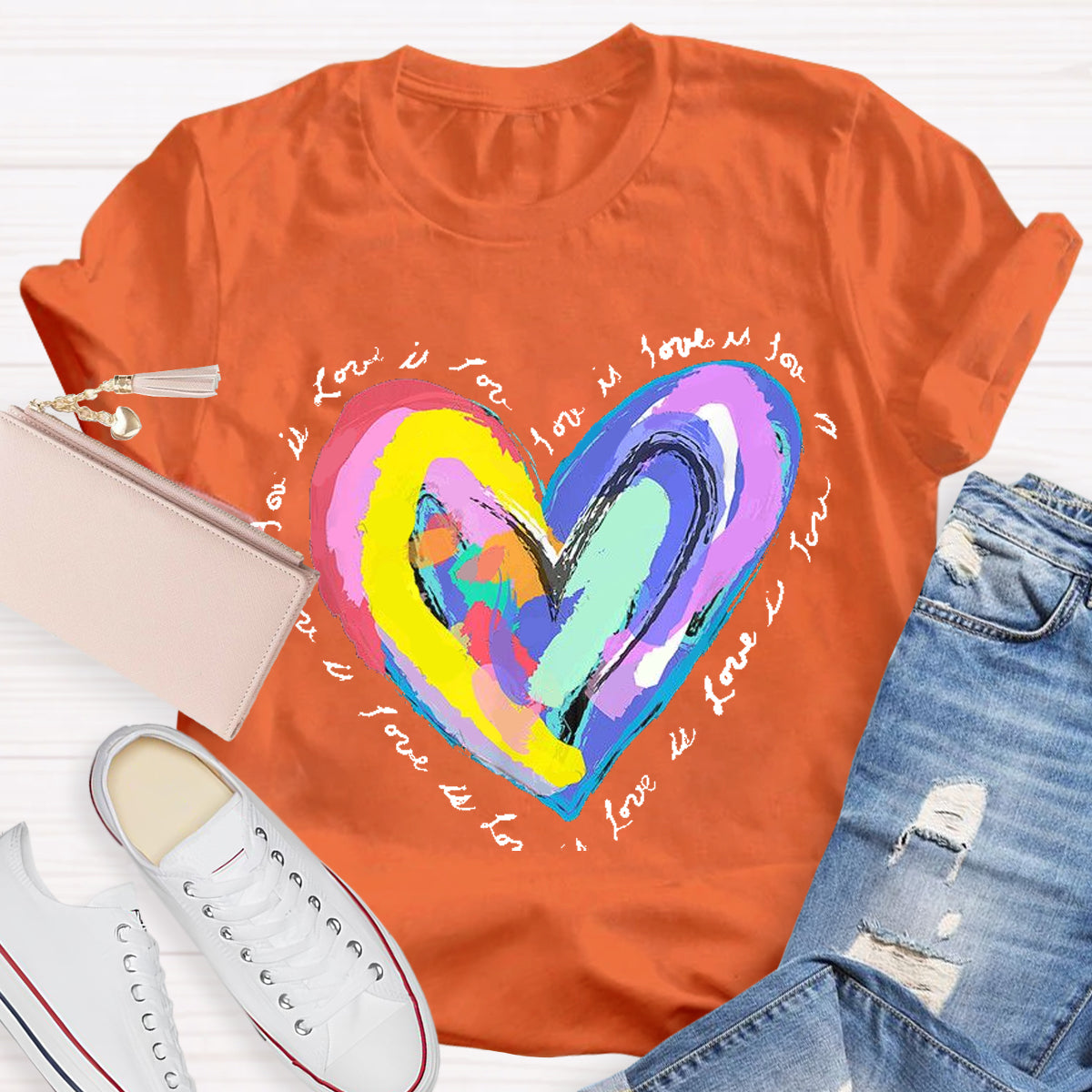 Art Design Colorful Heart Teacher T-Shirt