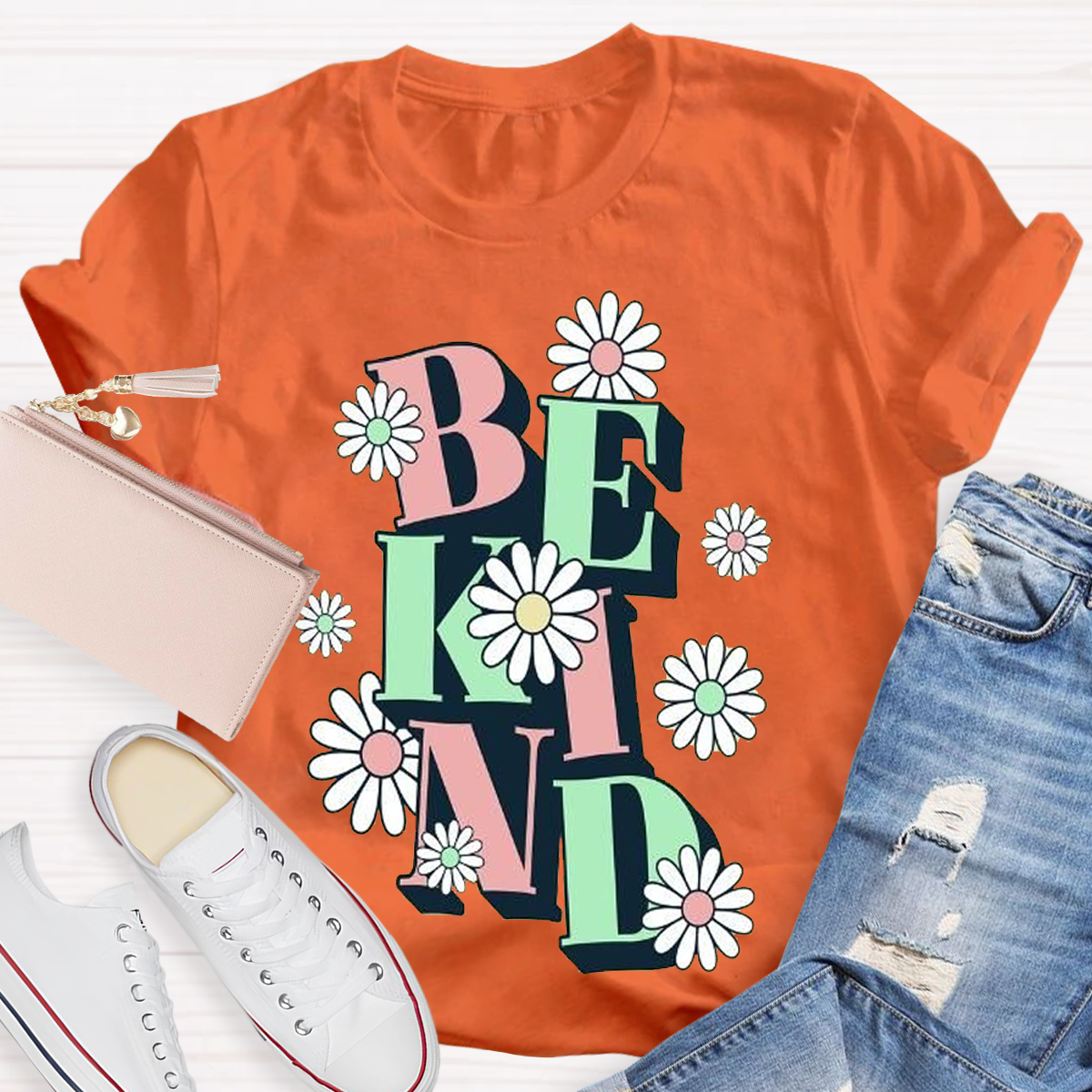 Be Kind Flower Design Teacher T-Shirt