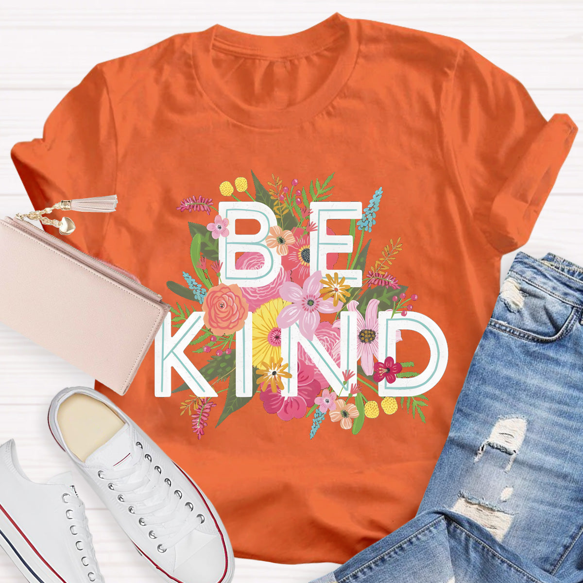 Floral Be Kind Teacher T-Shirt