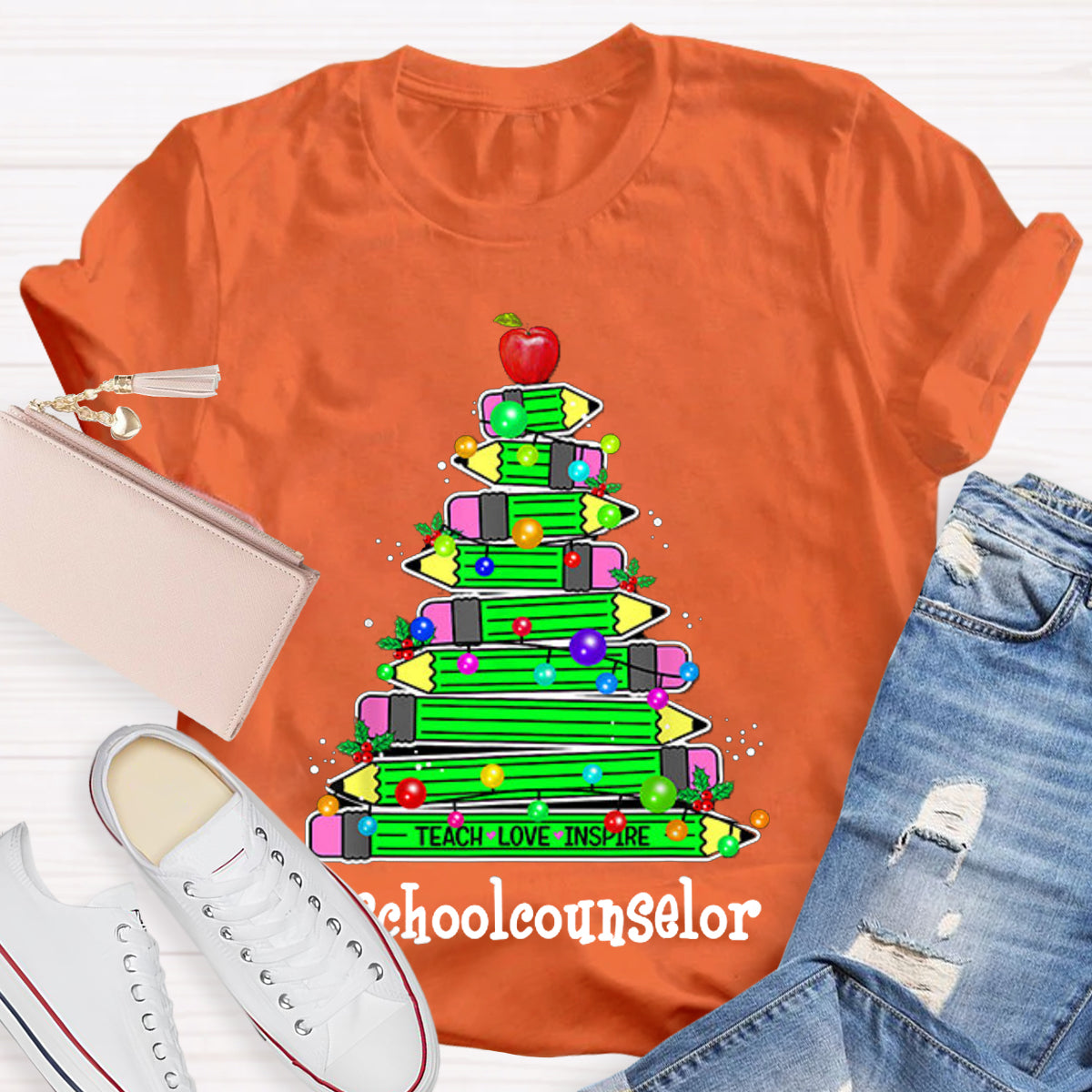 Personalized Position Of School Pencil Tree Teacher T-Shirt