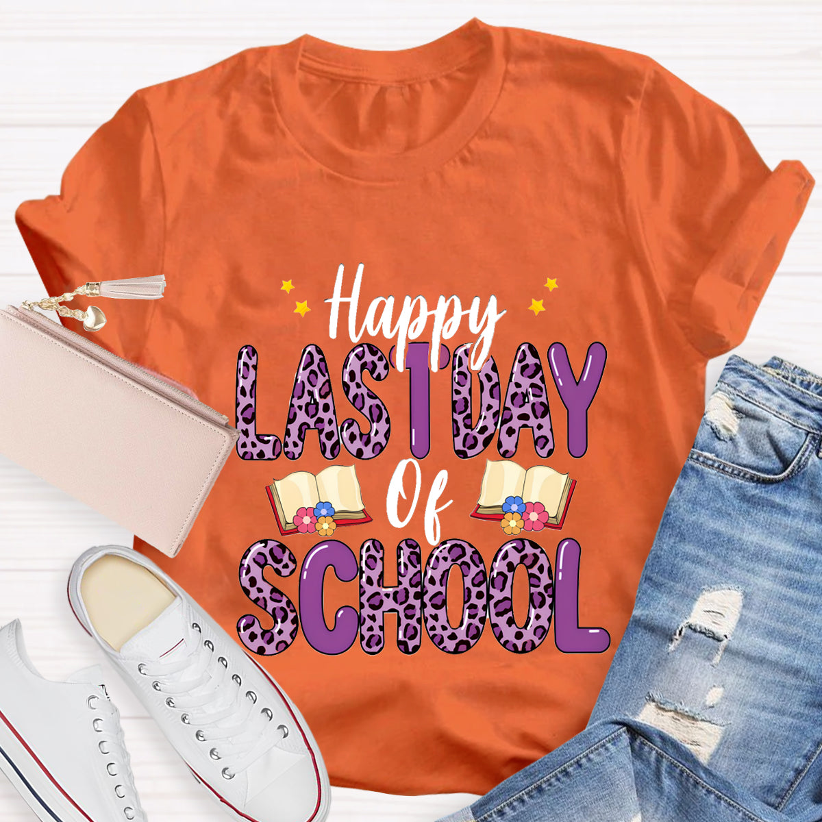 Happy Last Day Of School Purple Printed T-Shirt