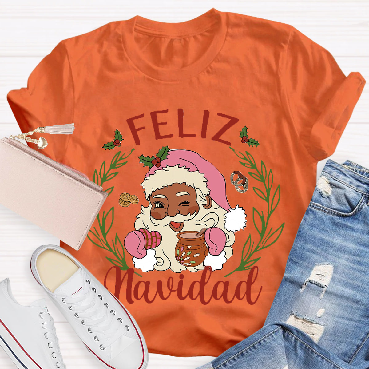 Feliz Navidad Santa Claus Spanish Teacher T-Shirt