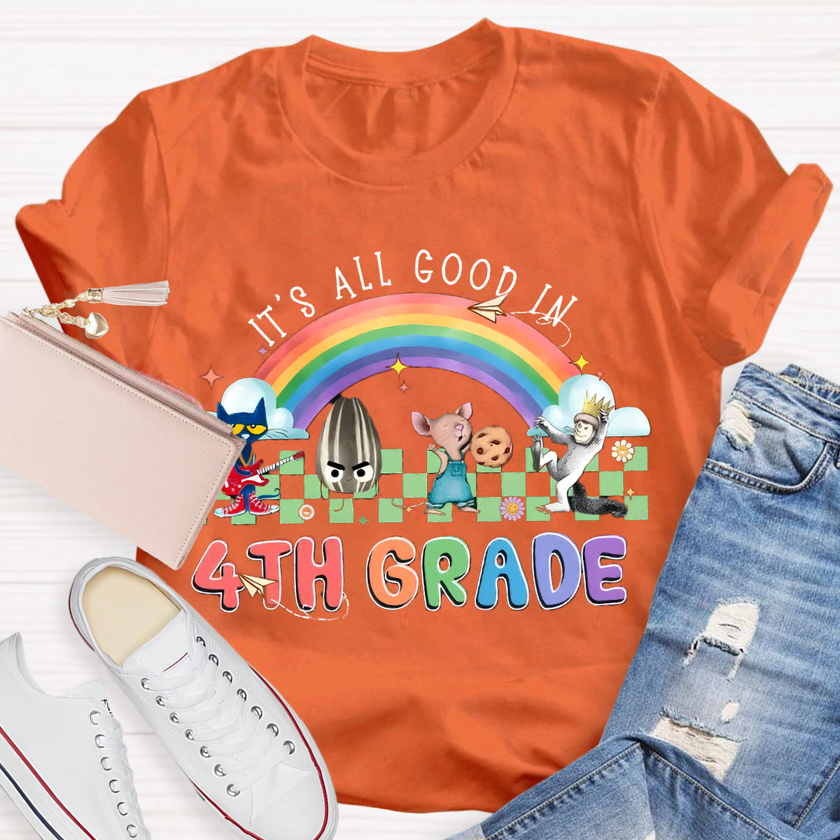 Personalized Grade It's All Good In 4th Teacher T-Shirt