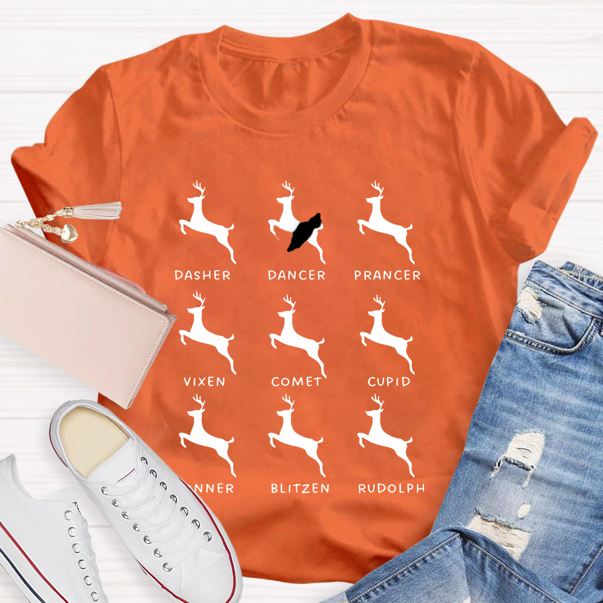 Dancing Reindeer Teacher T-Shirt