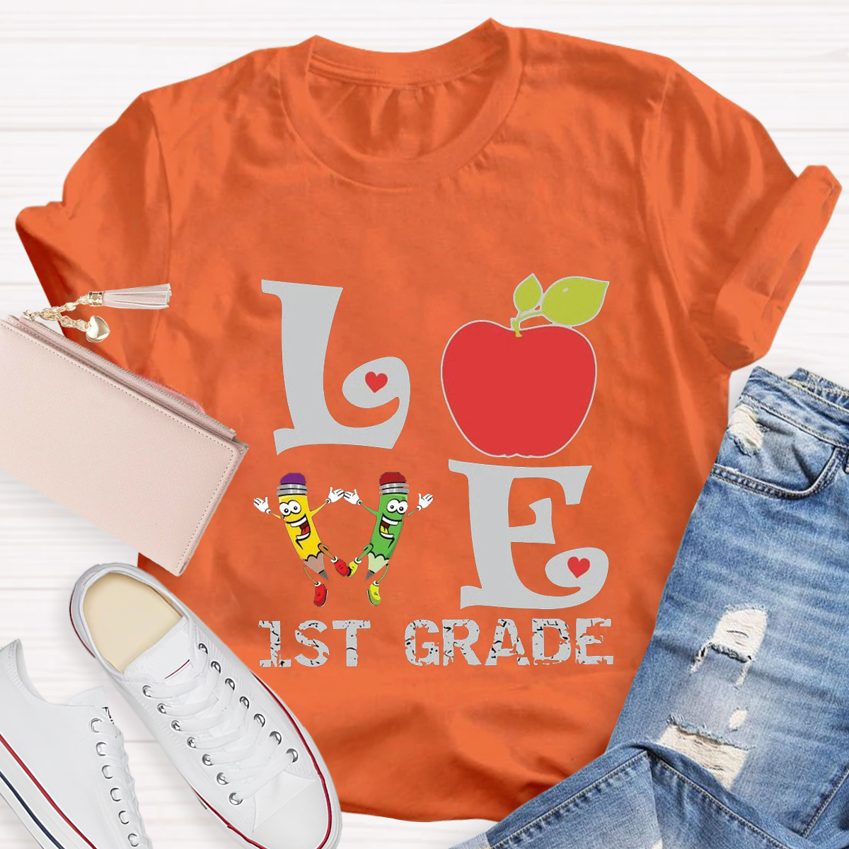 Personalized Grade And Funny Love Teacher T-Shirt