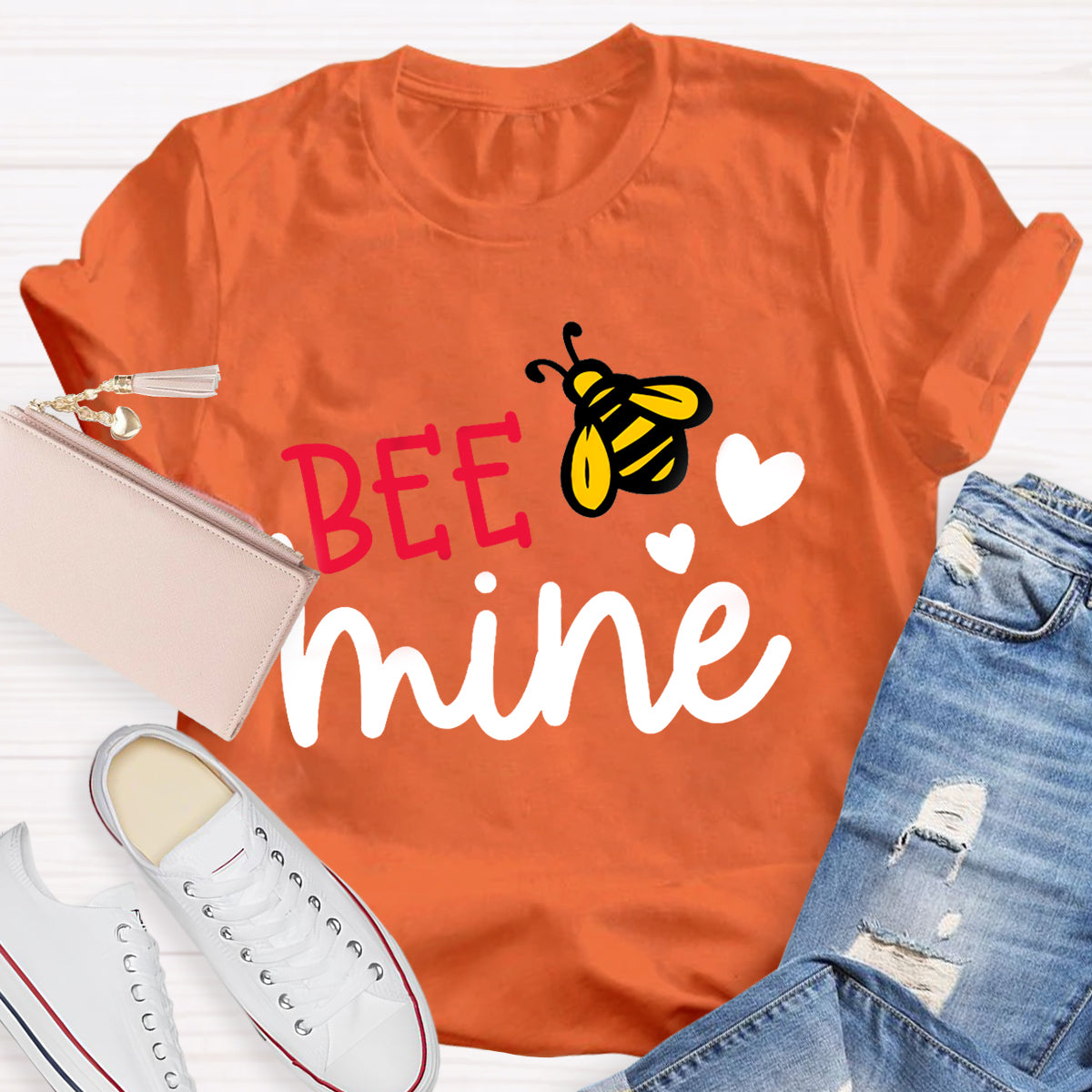 Be  Mine Heart Printed Teacher T-Shirt