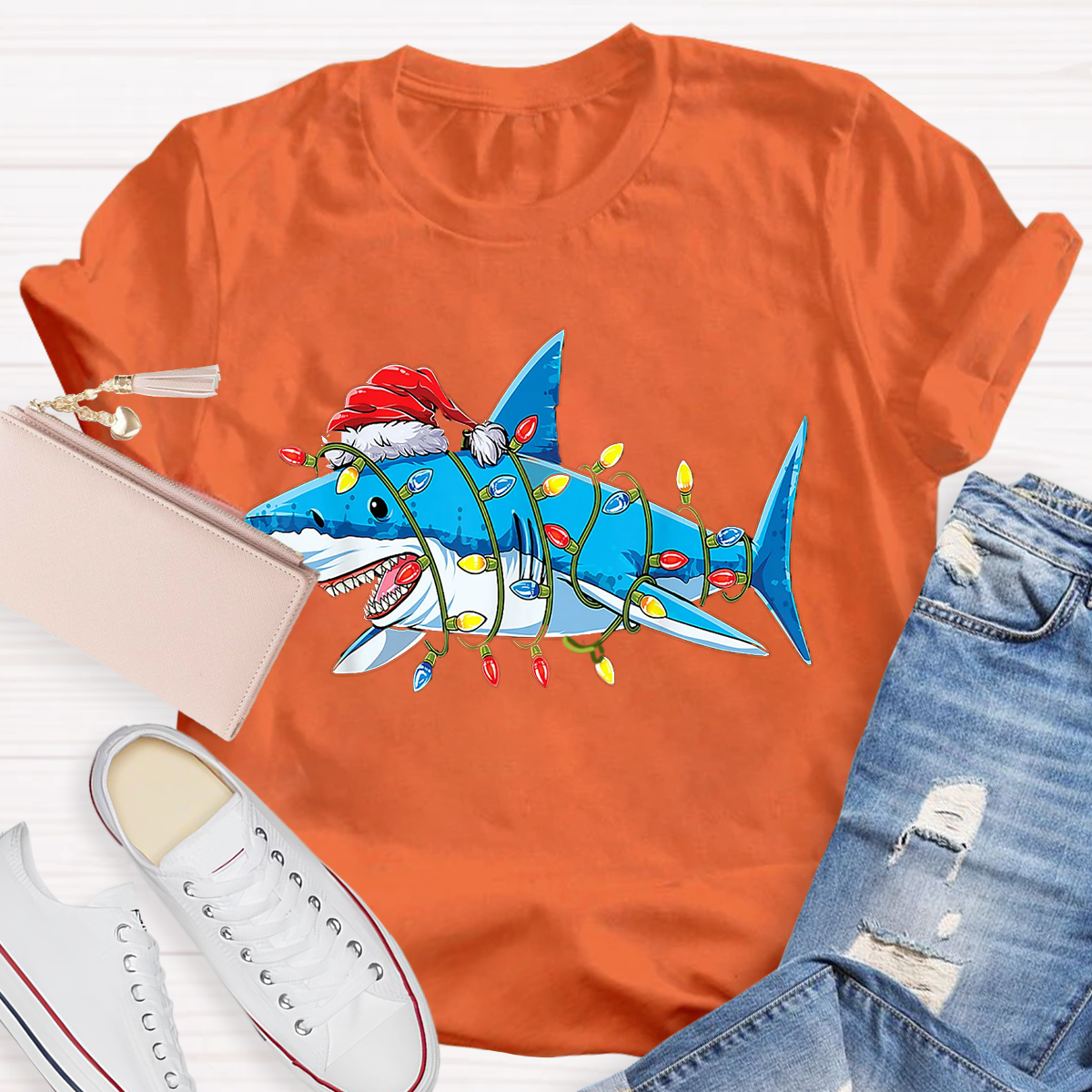 Christmas Shark Lights T-Shirt