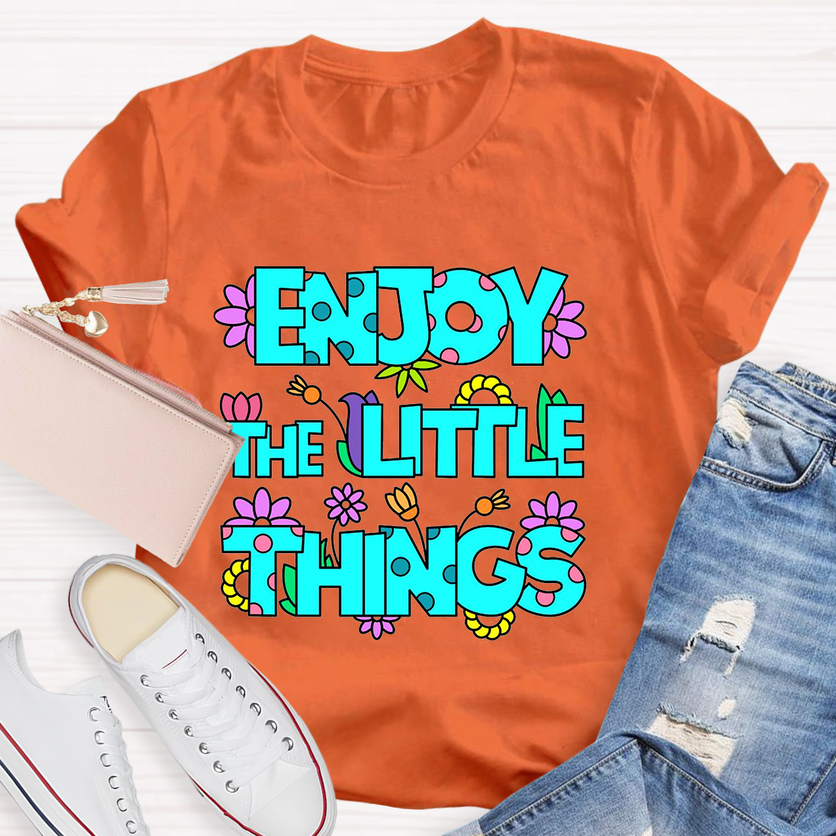 Enjoy The Little Things Cute Letters T-Shirt