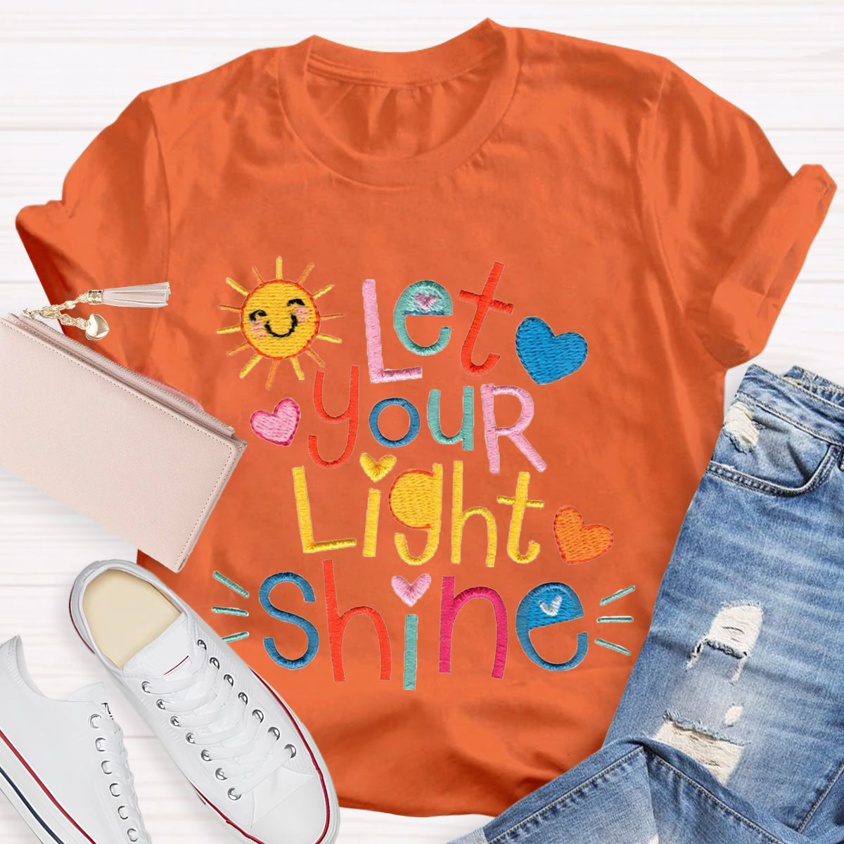 Let Your Light Shine Positive Teacher T-Shirt