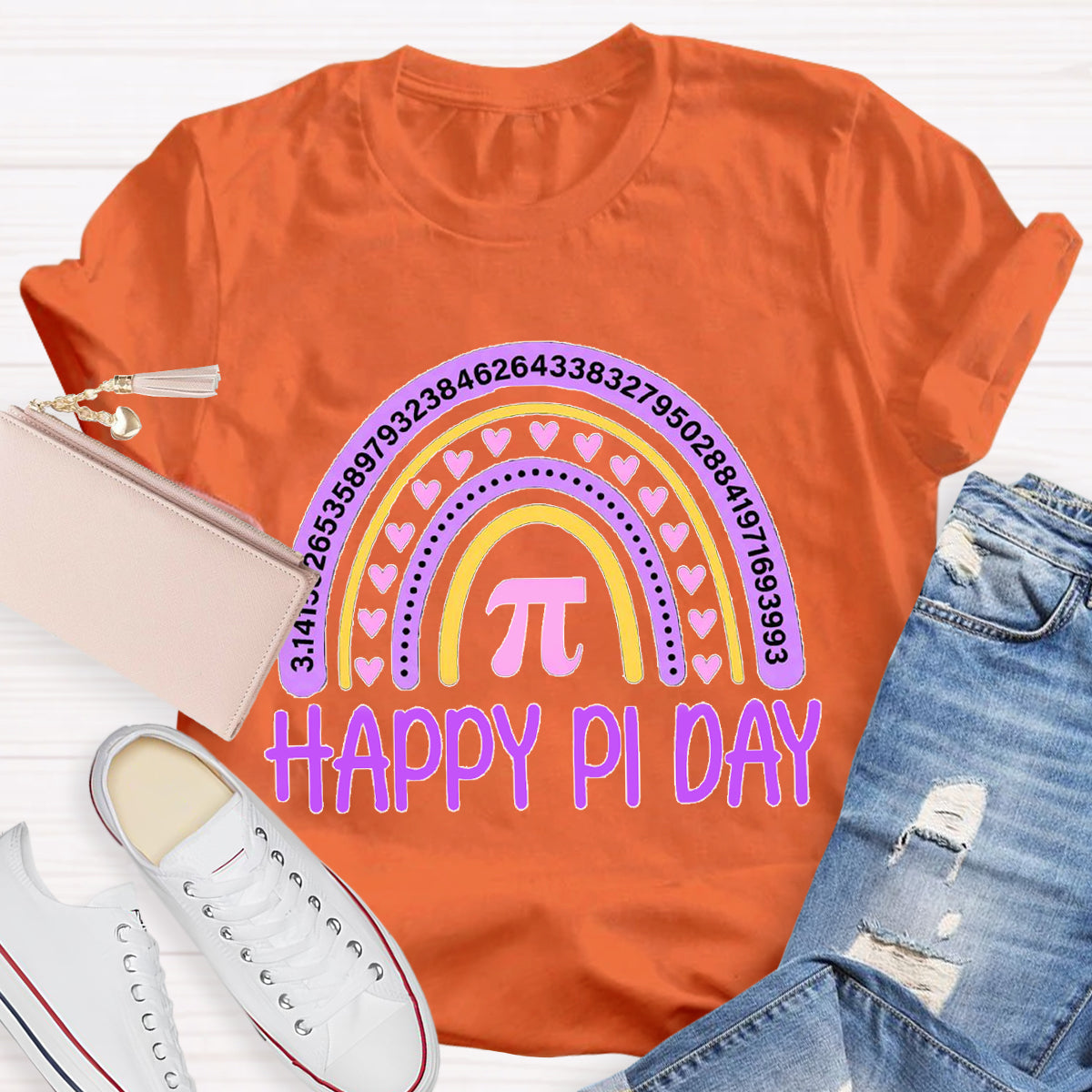 Happy Pi Day Purple Rainbow T-Shirt