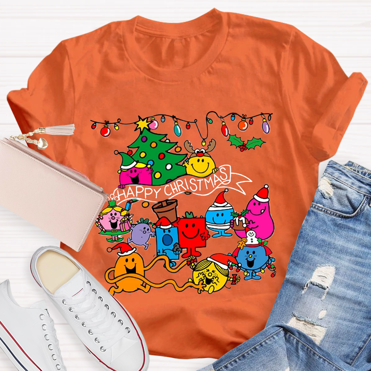 Little Miss characters Happy Christmas Teacher T-Shirt