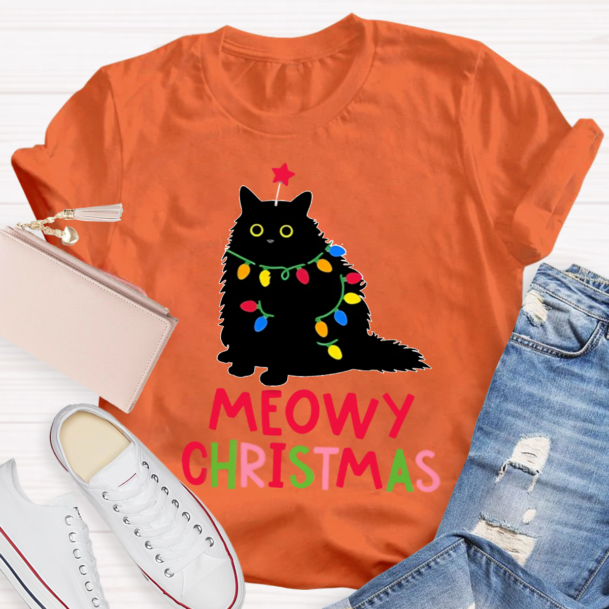 Meowy Christmas Teacher T-Shirt