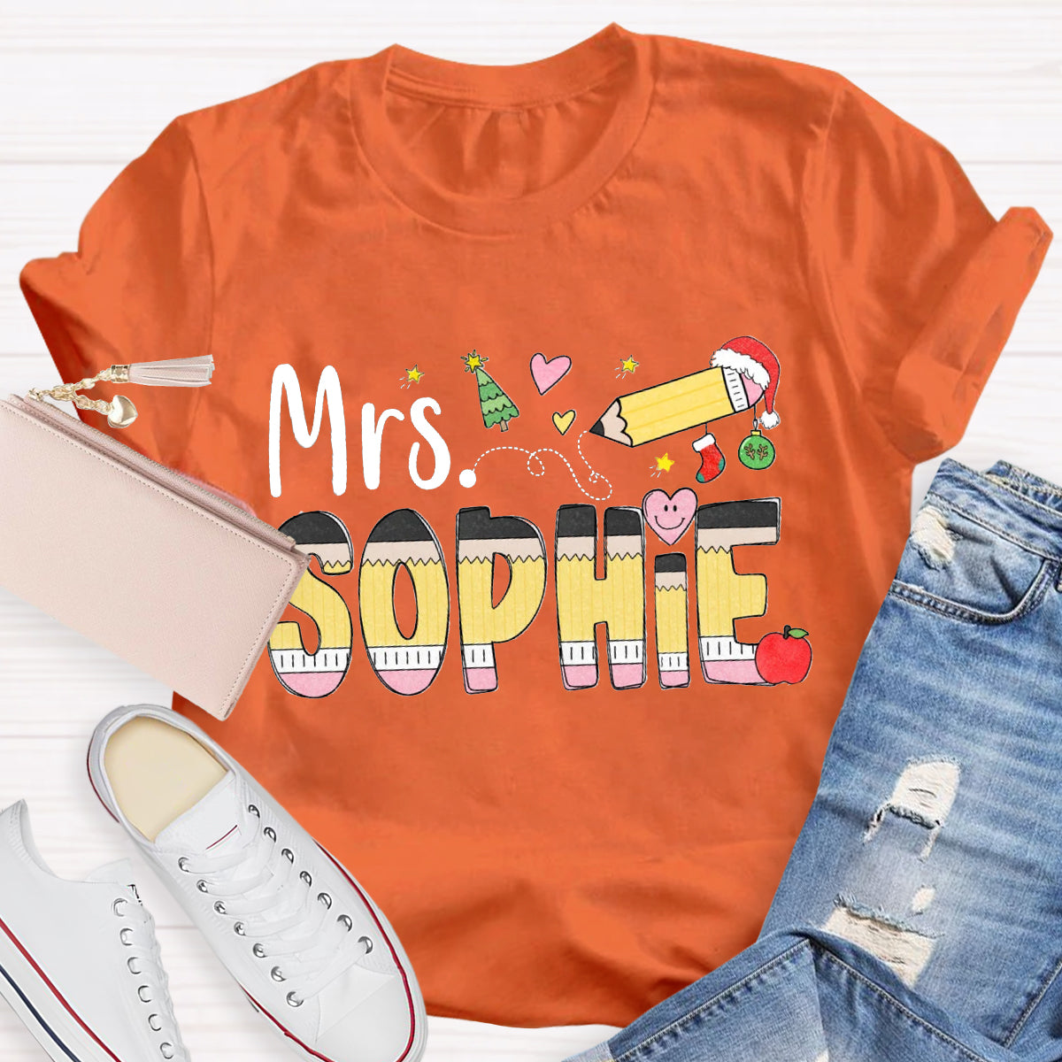 Personalized Christmas Name Sophie Teacher T-Shirt