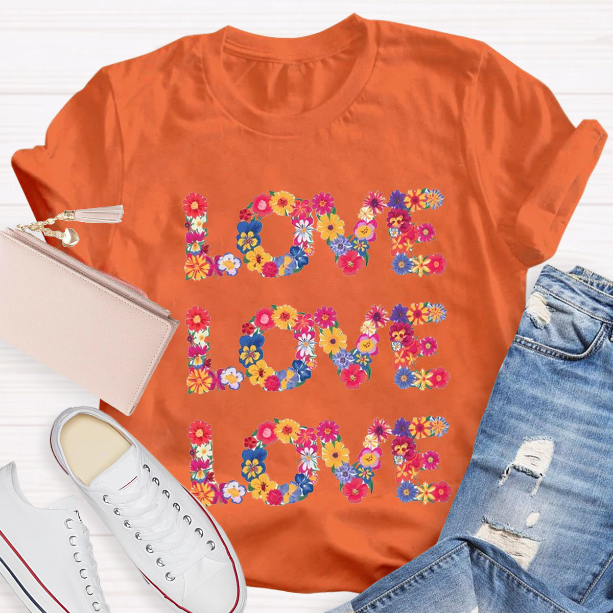 Flower Love Funny Design Teacher T-Shirt