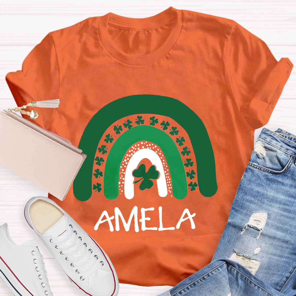 Personalized Name Green Rainbow St Patrick's Day T-Shirt