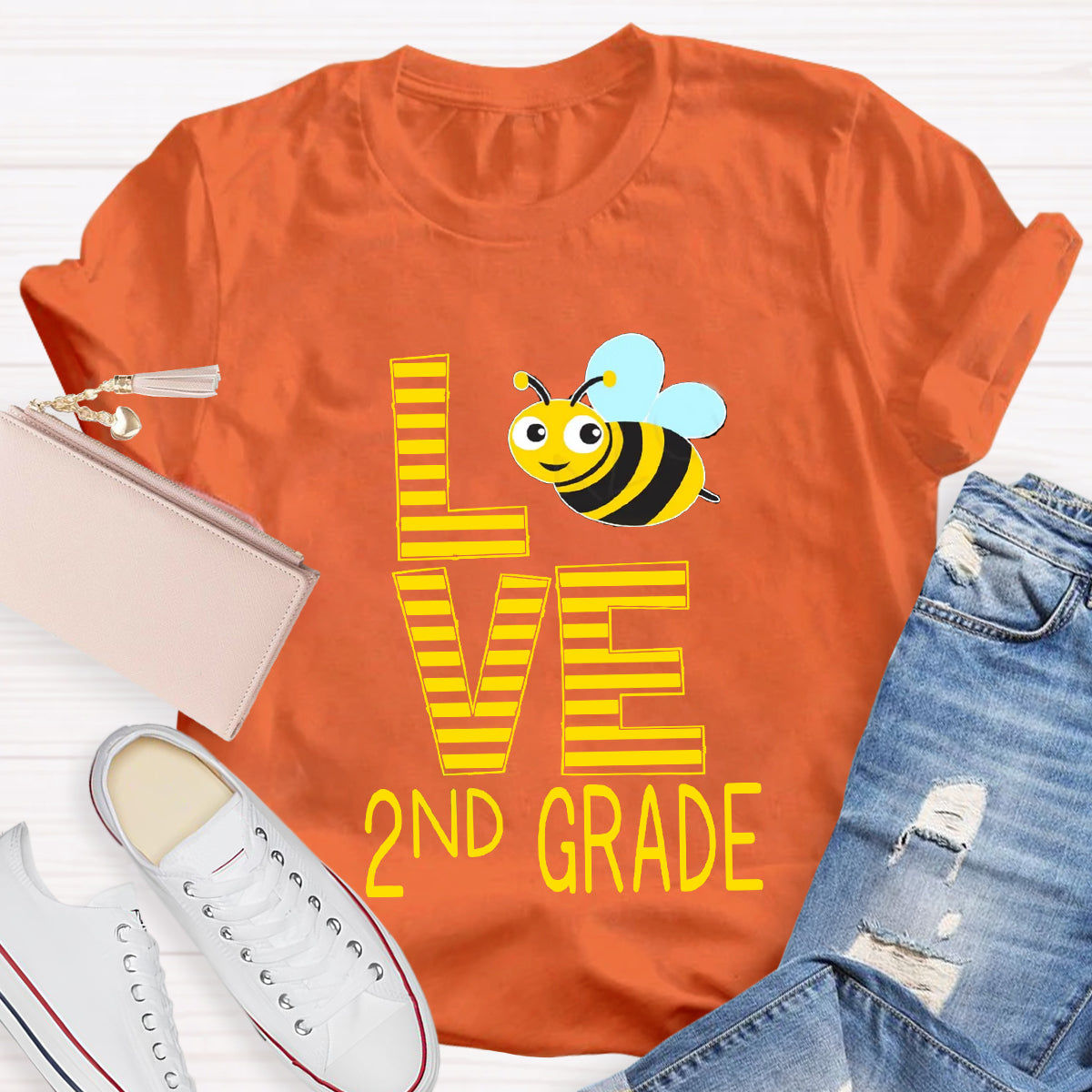 Personalized Grade Bee Love Teacher T-Shirt