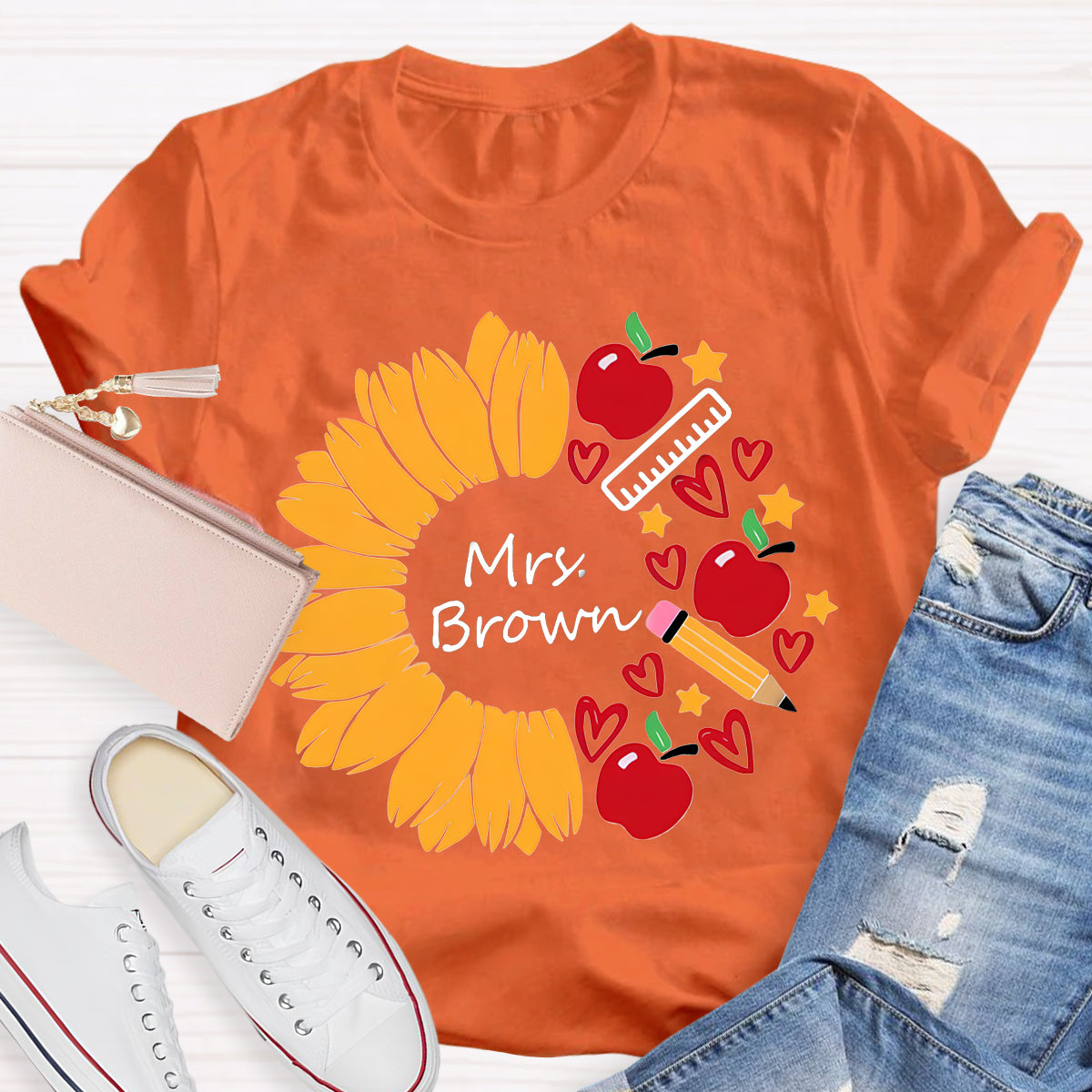 Personalized Name Sunflower Teacher Life T-Shirt