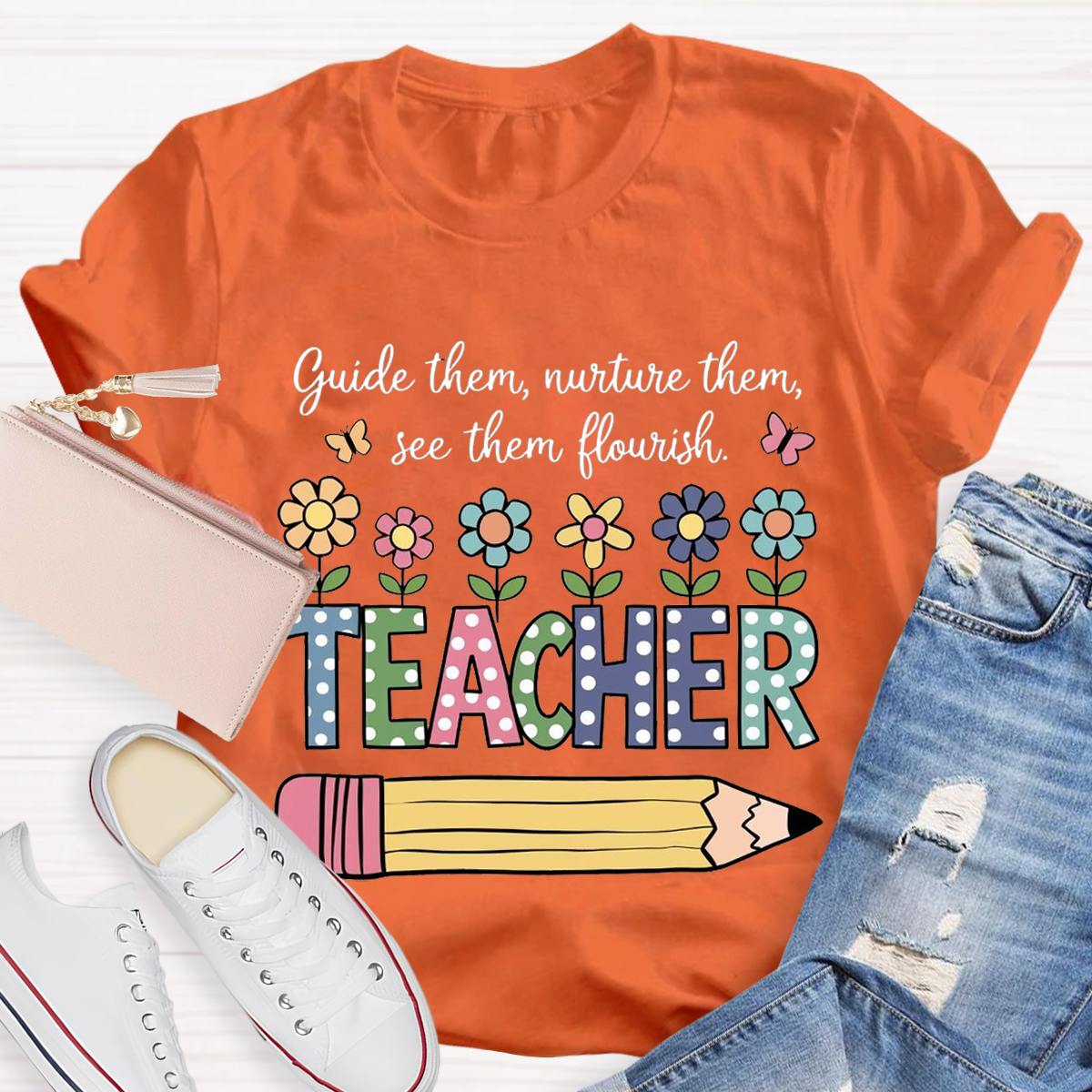 Flower Design Teacher T-Shirt