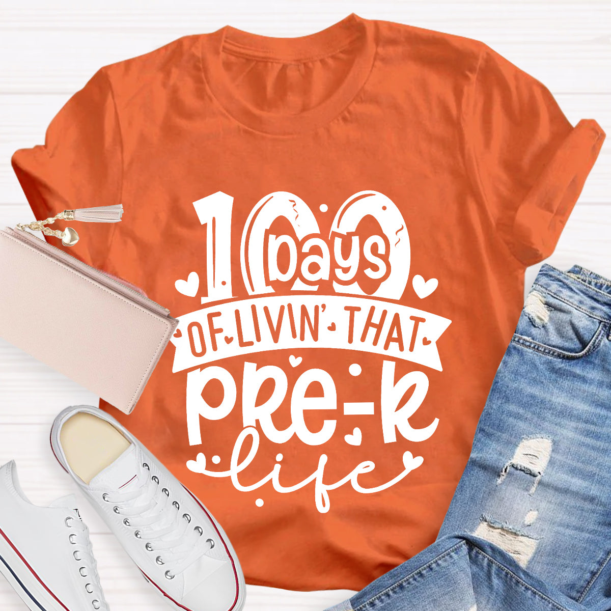 Personalized Grade 100 Days Of Livin' That Pre-K Life T-Shirt