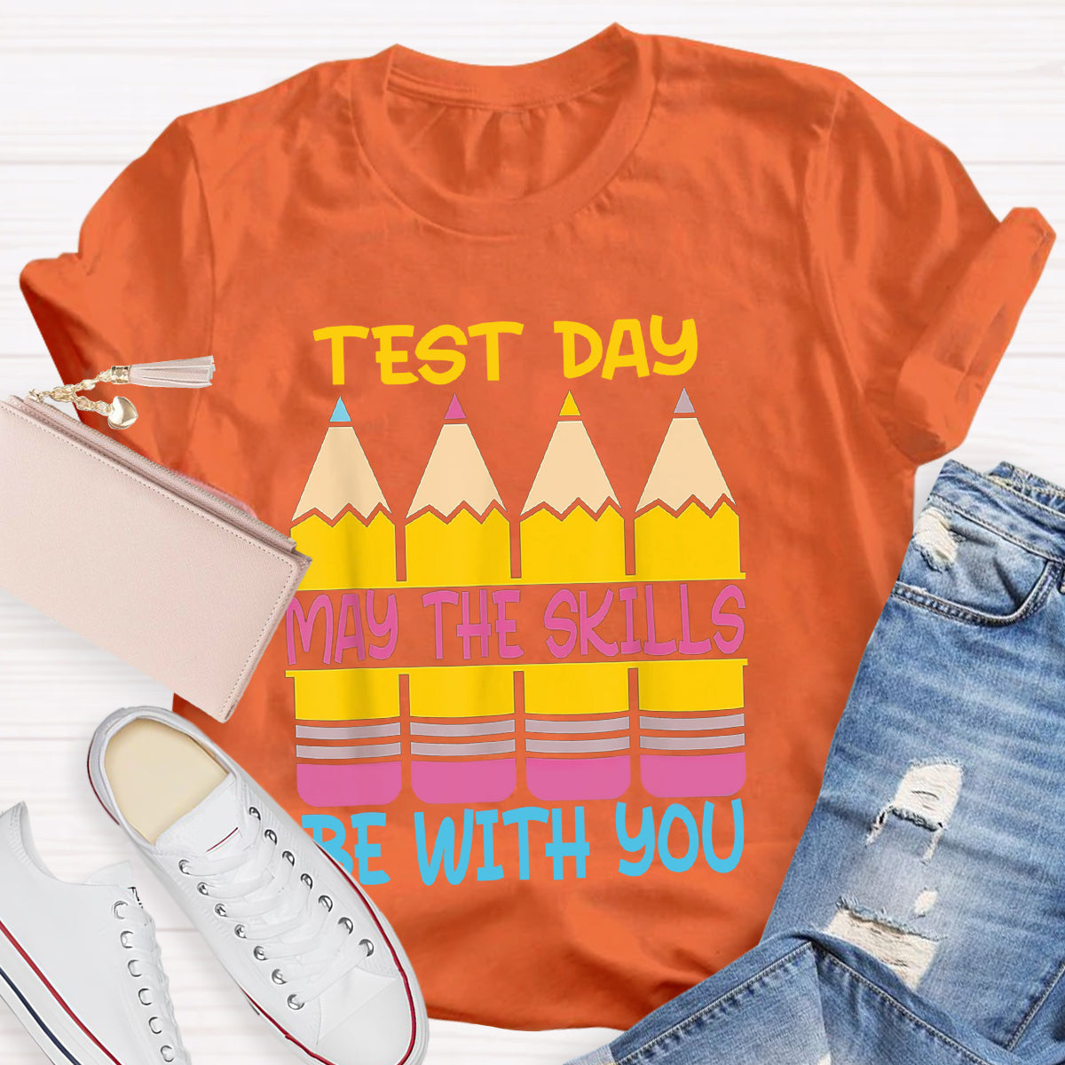 Test Day May The Skills Be With You Teacher T-Shirt