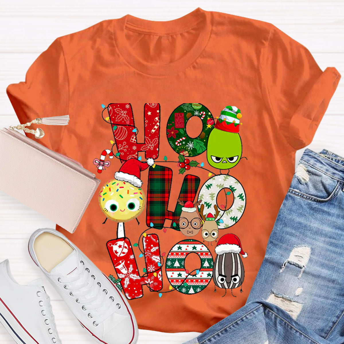 Children's Books Characters Ho Ho Ho Christmas Teacher T-Shirt