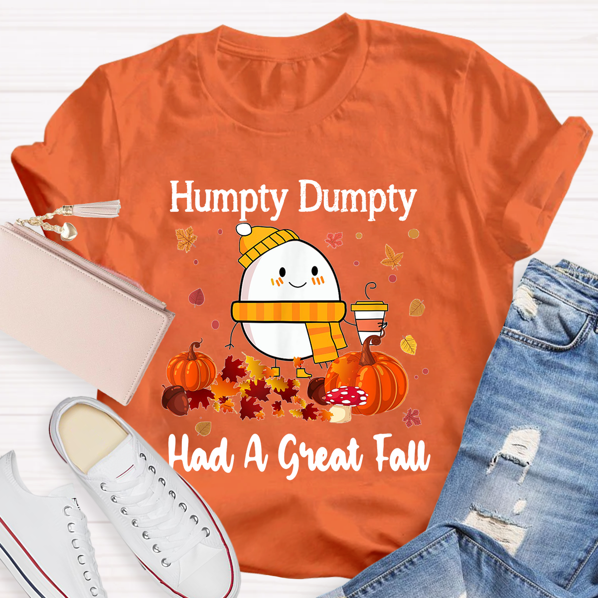 Humpty Happy Autumn Happy Fall Pumpkin T-Shirt