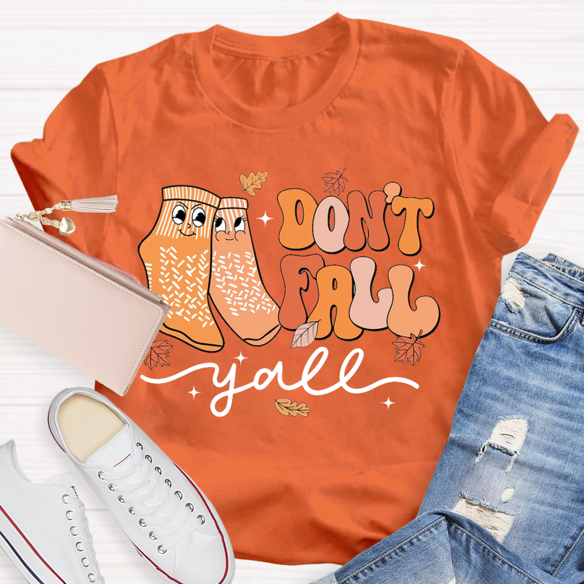 Don't Fall Y'all Thanksgiving Teacher T-Shirt