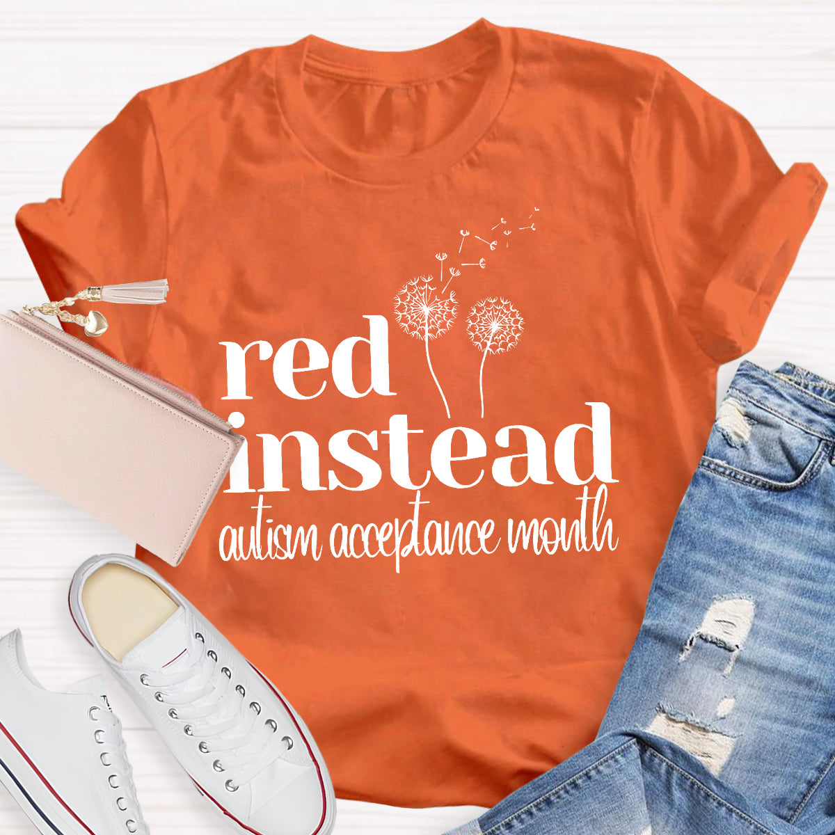 Red Instead Autism Acceptance Month T-Shirt