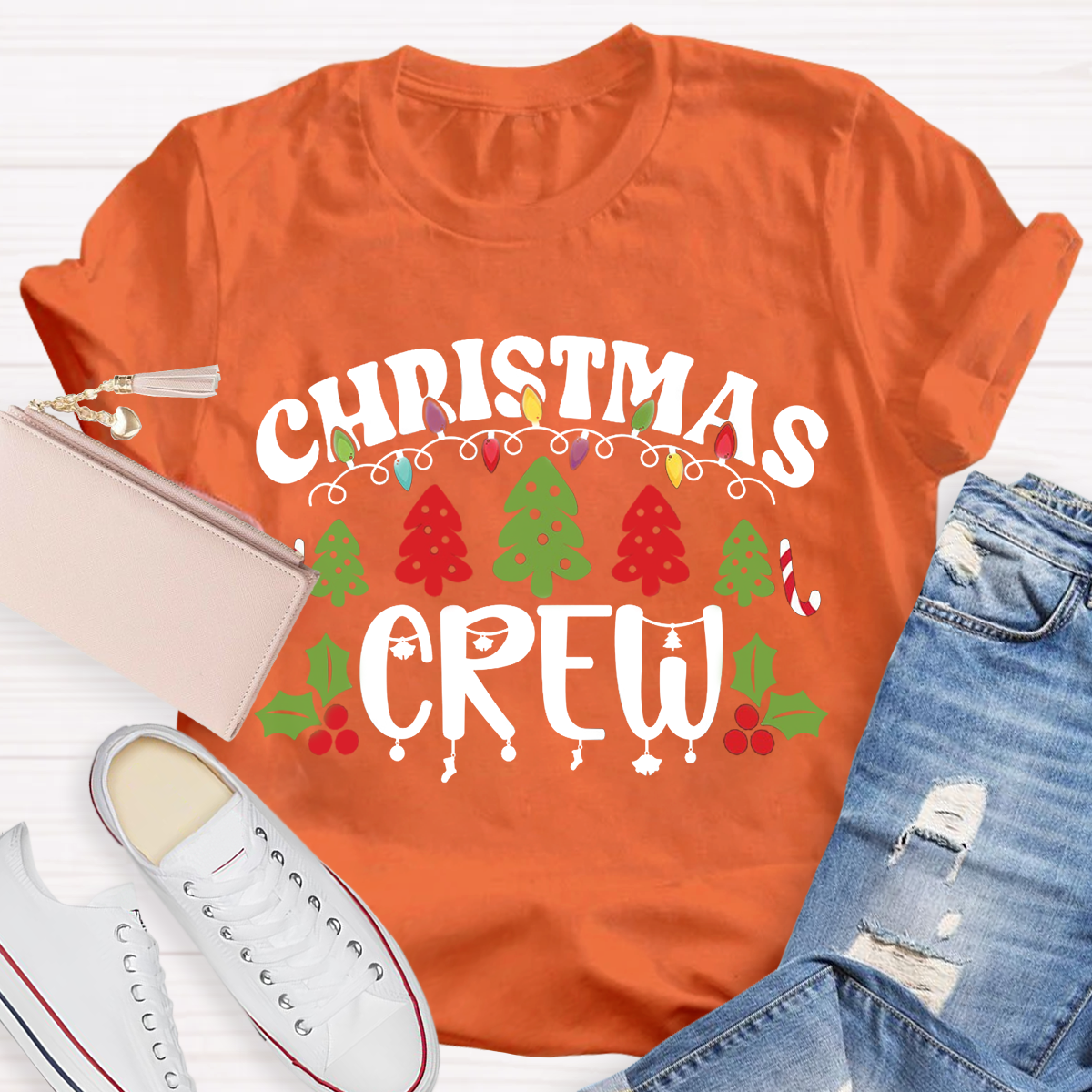 Christmas Crew Christmas Tree Light Teacher T-Shirt