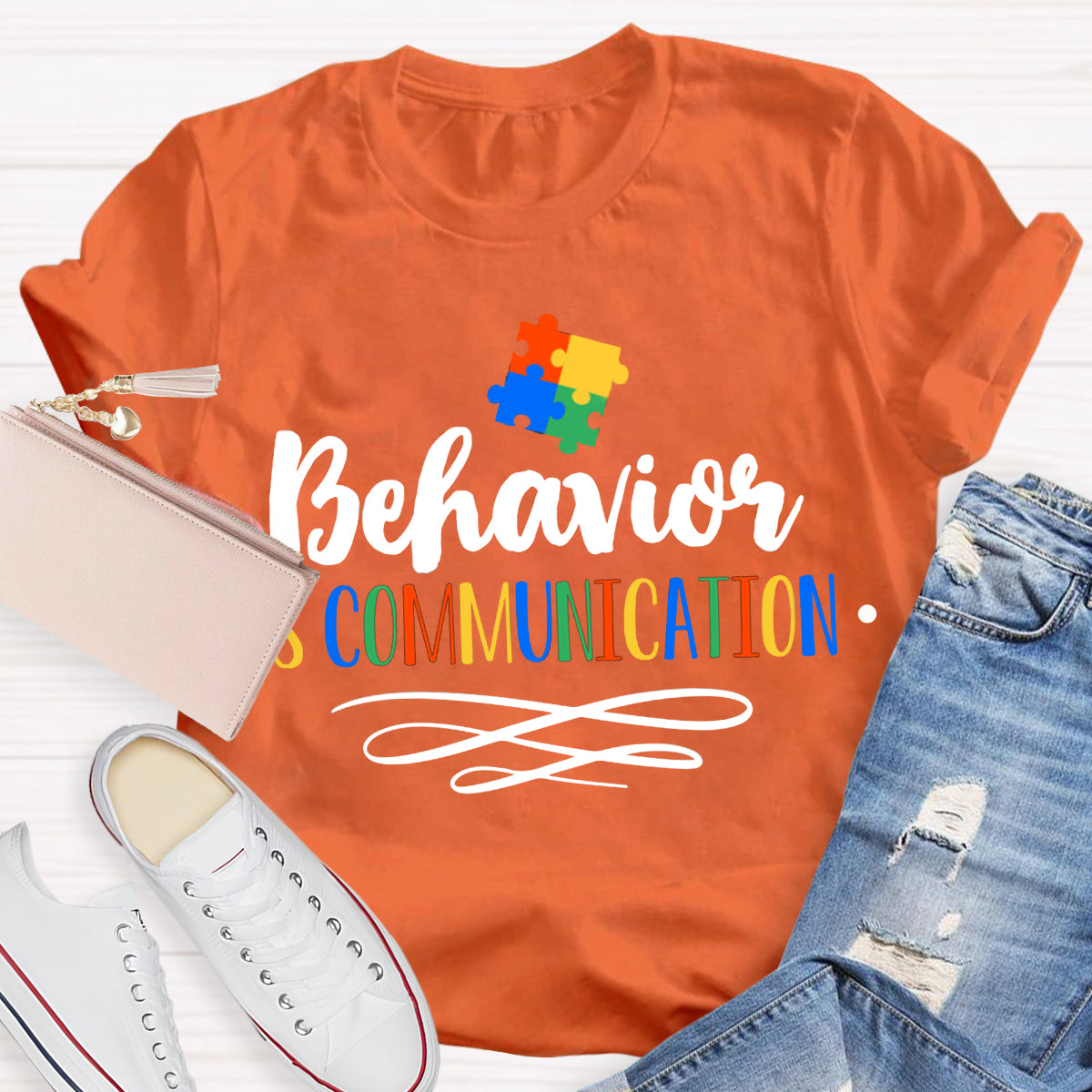 Behavior Is Communication Special Education Jigsaw Puzzle Print T-Shirt