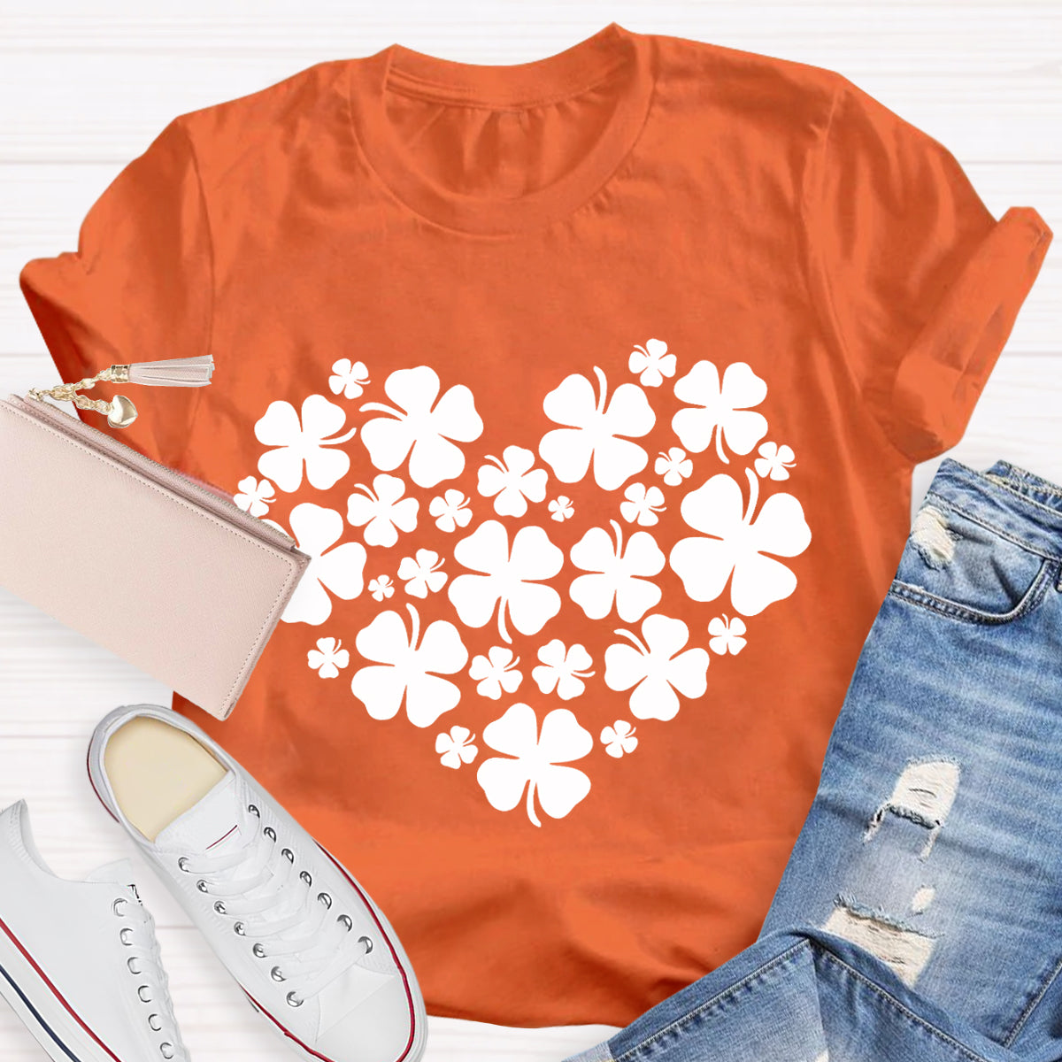 Cute Shamrocks in Heart T-Shirt