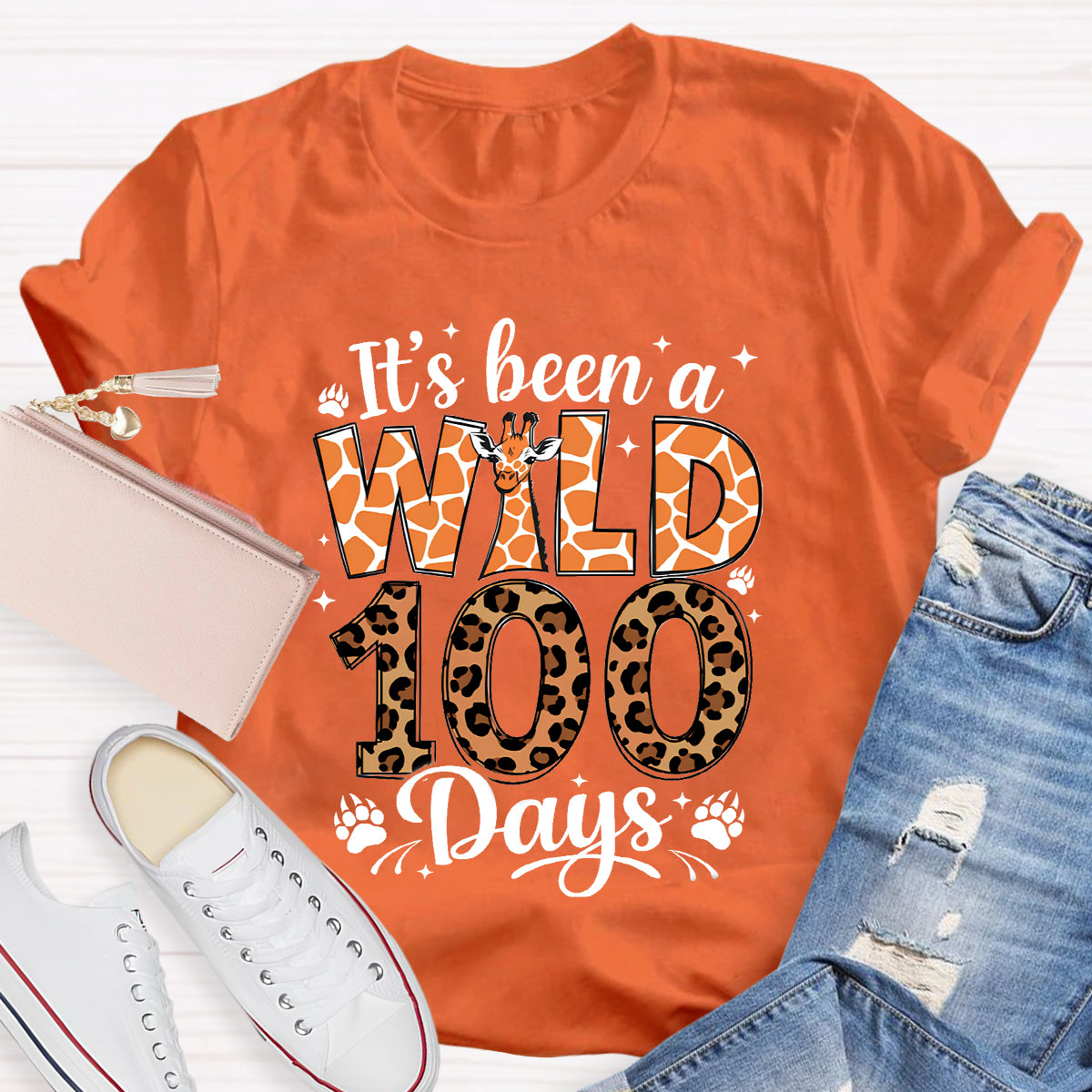 It's Been A Wild 100 Days Leopard Giraffe T-Shirt