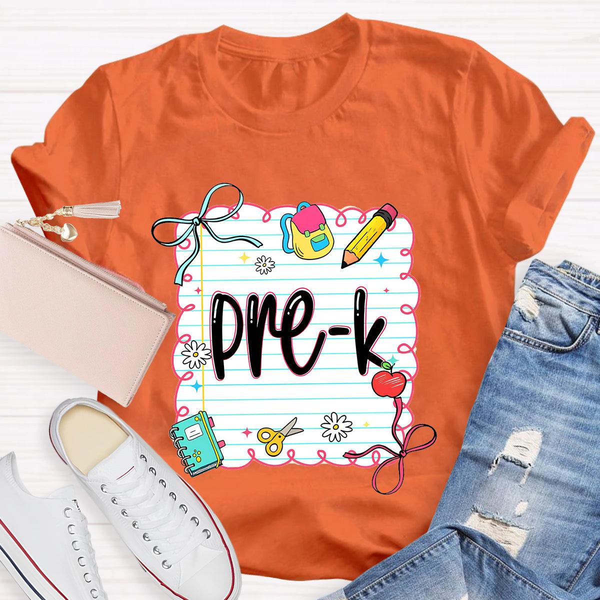Personalized Grade Square Back To School Teacher T-Shirt