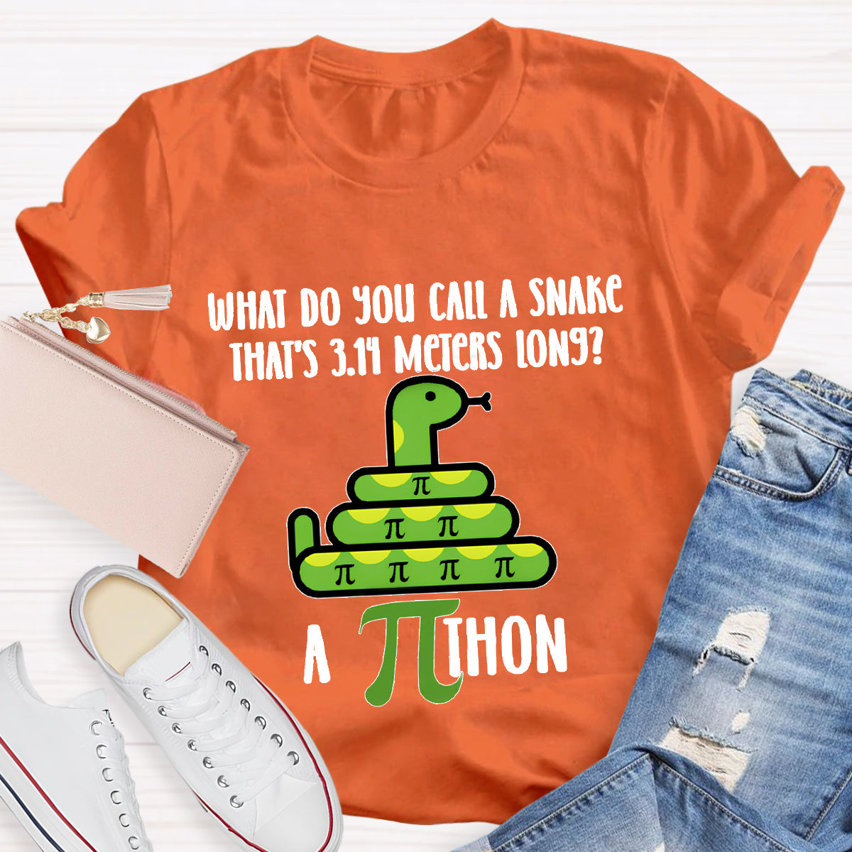 What Do You Call A Snake That'S 3.14 Meters Long Funny Pi Day T-Shirt