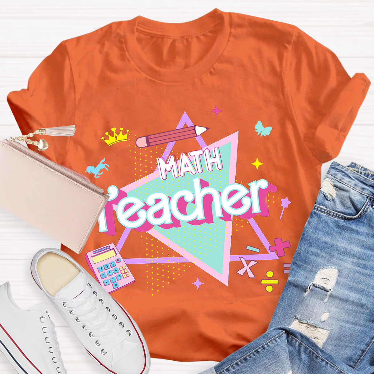 Overlapping Triangles Math Teacher T-Shirt