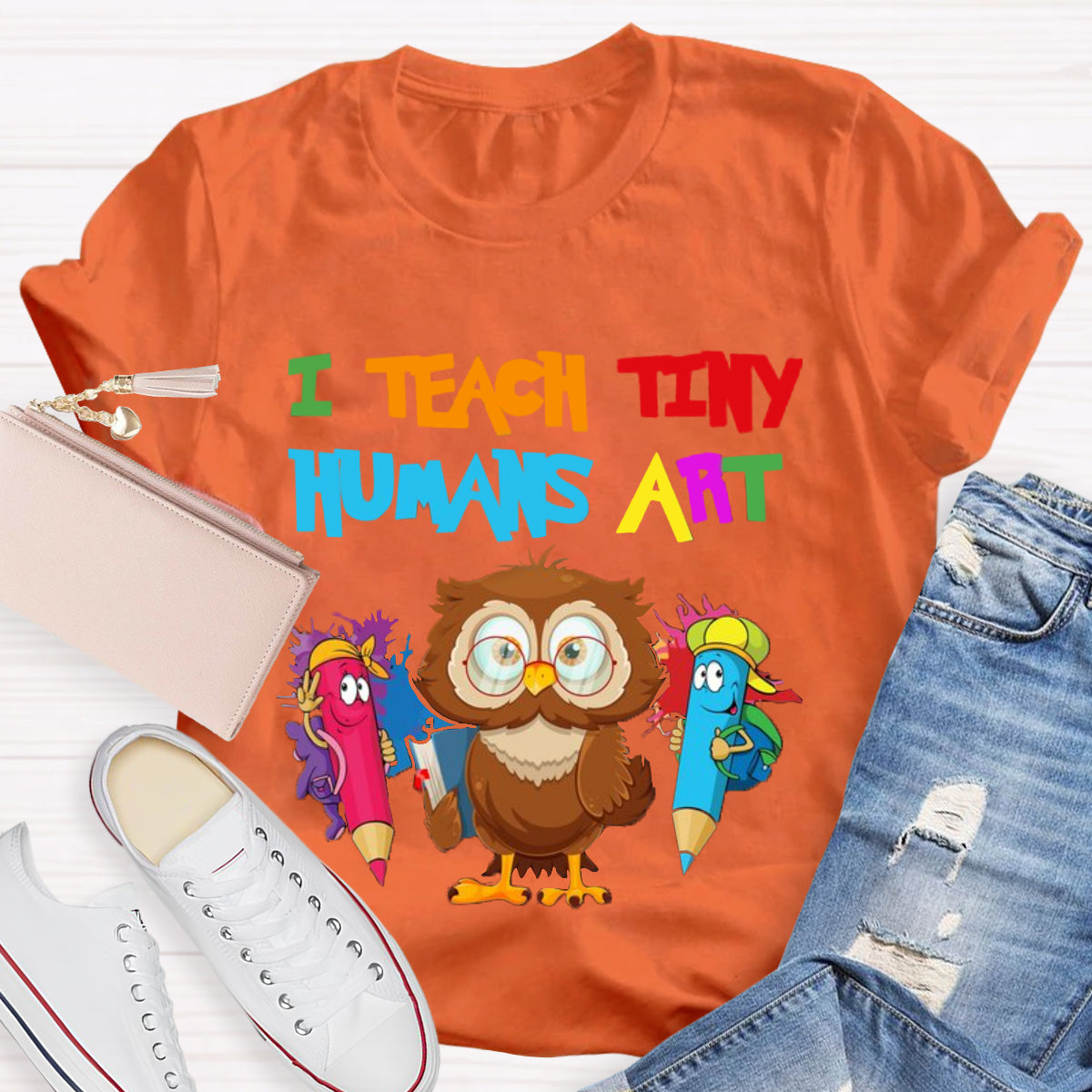 I Teach Tiny Humans Art Teacher T-Shirt