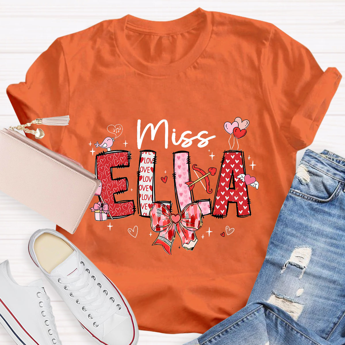 Personalized Name Valentine's Day Miss Ella T-Shirt