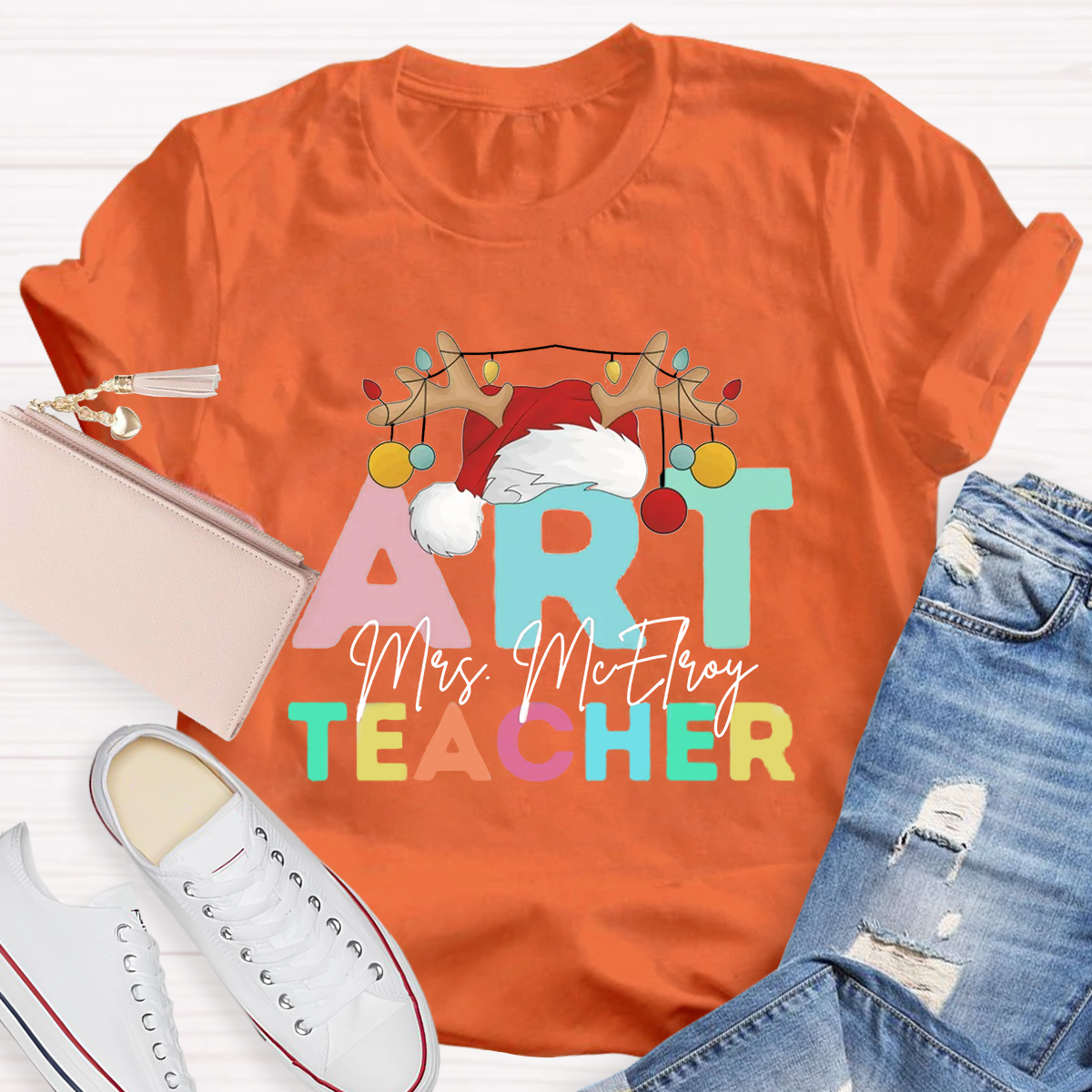 Personalized Name Art Teacher T-Shirt