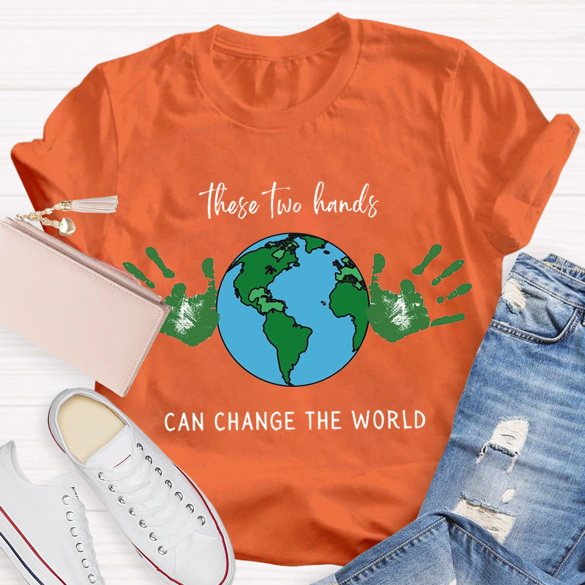 Earth Day Handprint Teacher T-Shirt