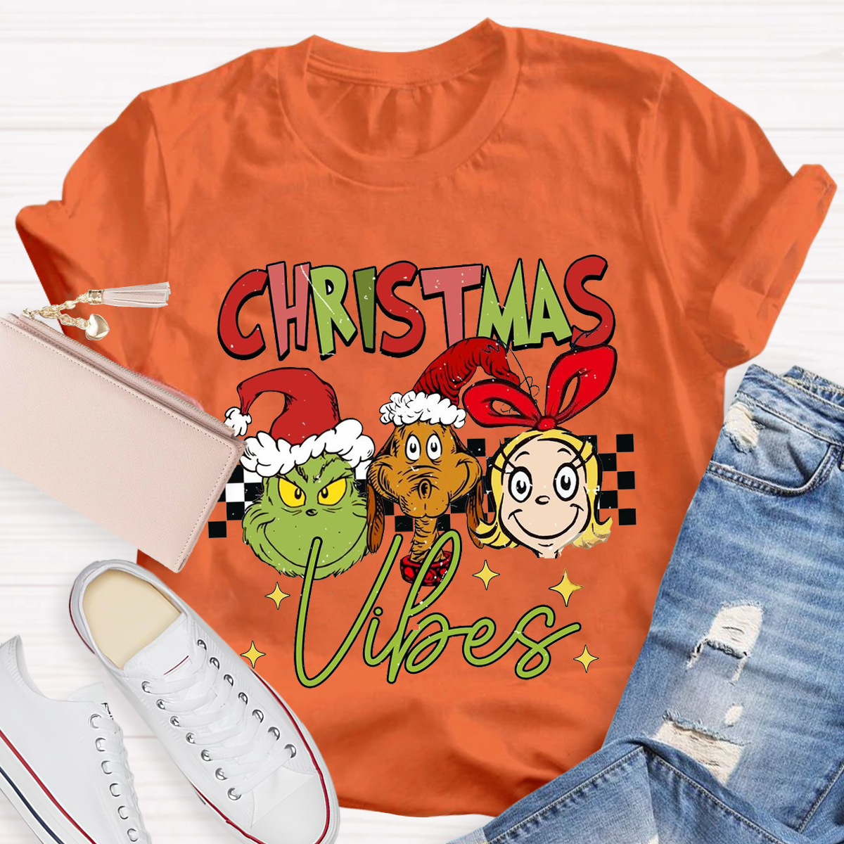 Christmas Vibes Cute Teacher T-Shirt